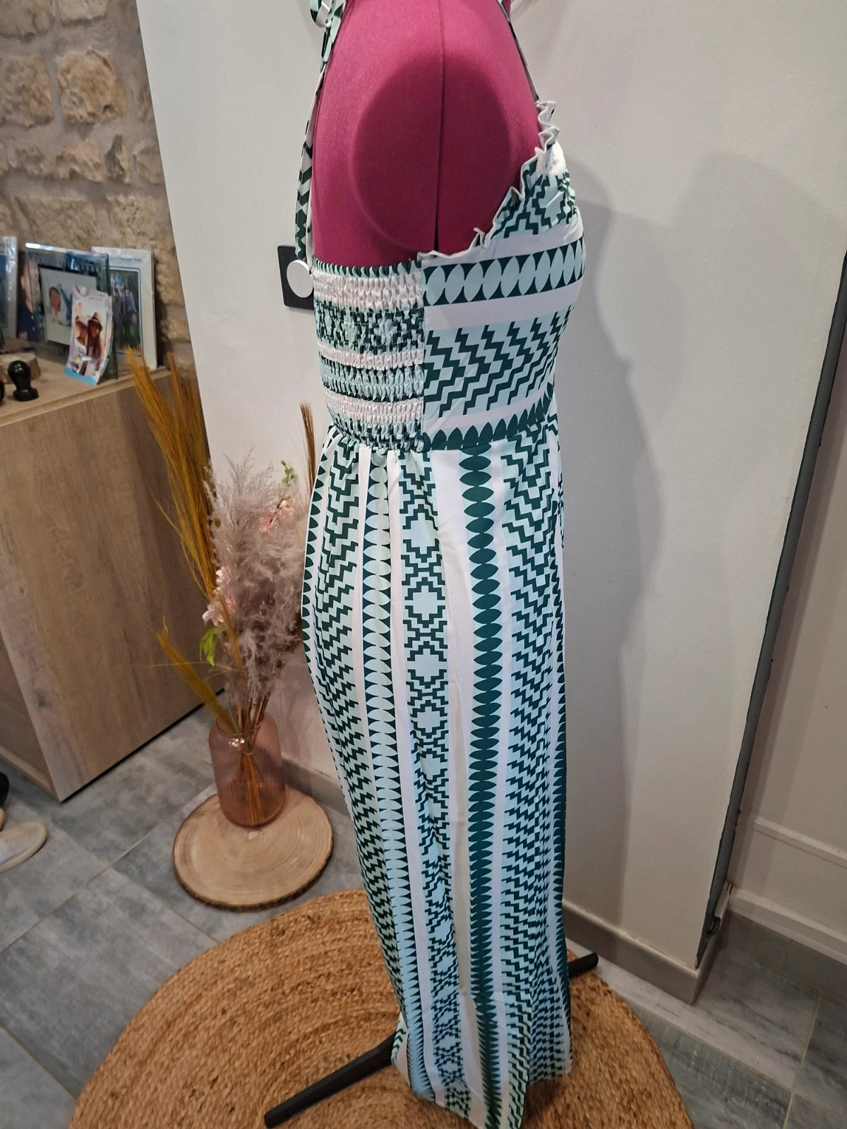 Combinaison pantalon fluide verte et blanche S 36 neuve – taille S / 36 / 8 2