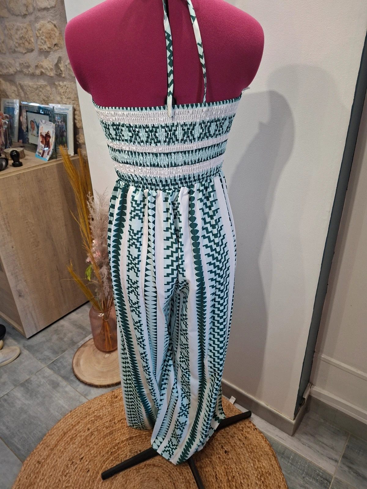 Combinaison pantalon fluide verte et blanche S 36 neuve – taille S / 36 / 8 3