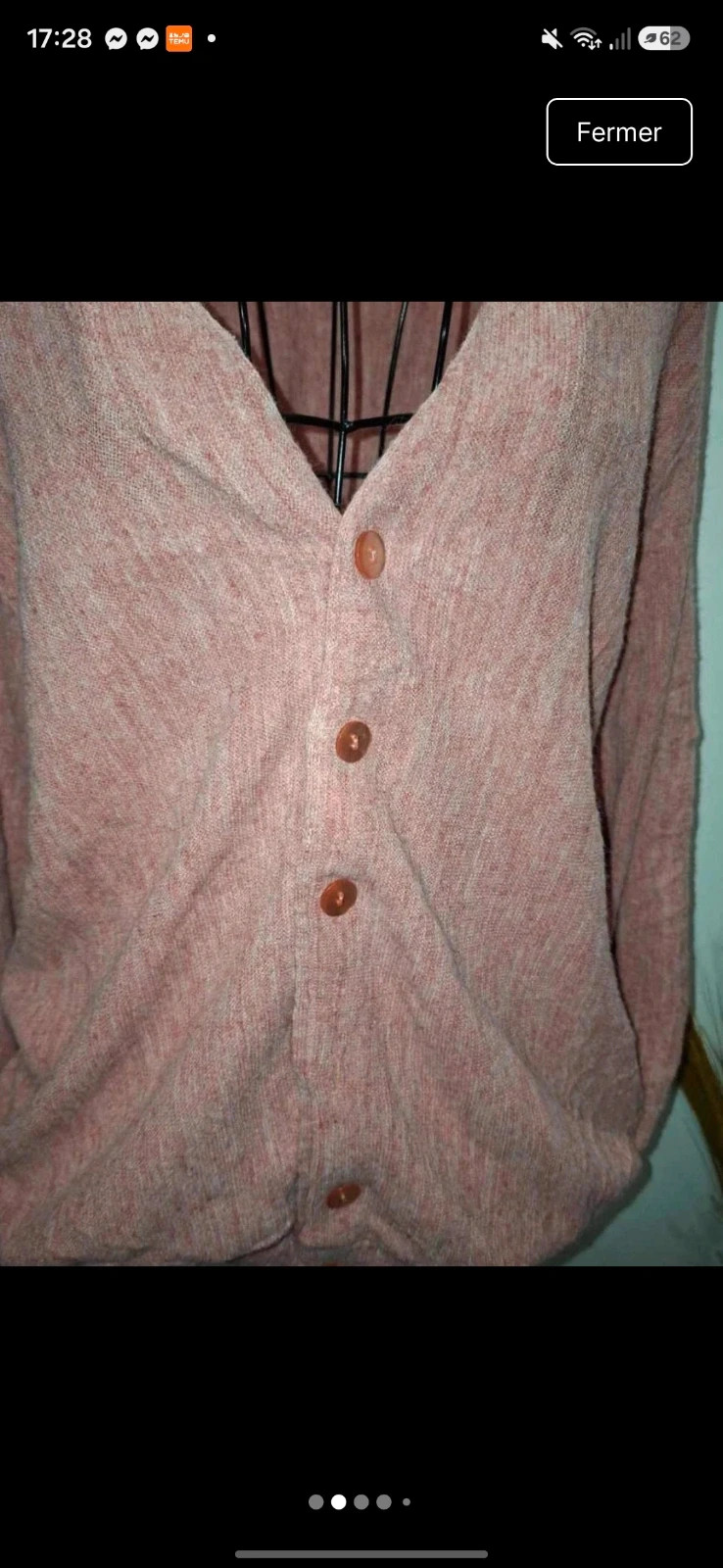 Gilet cardigan vintage JCPenney rose chiné – Femme L / 40 – Col V – JCPenney – taille L / 40 / 12 2