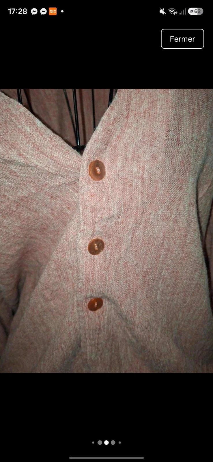 Gilet cardigan vintage JCPenney rose chiné – Femme L / 40 – Col V – JCPenney – taille L / 40 / 12 4