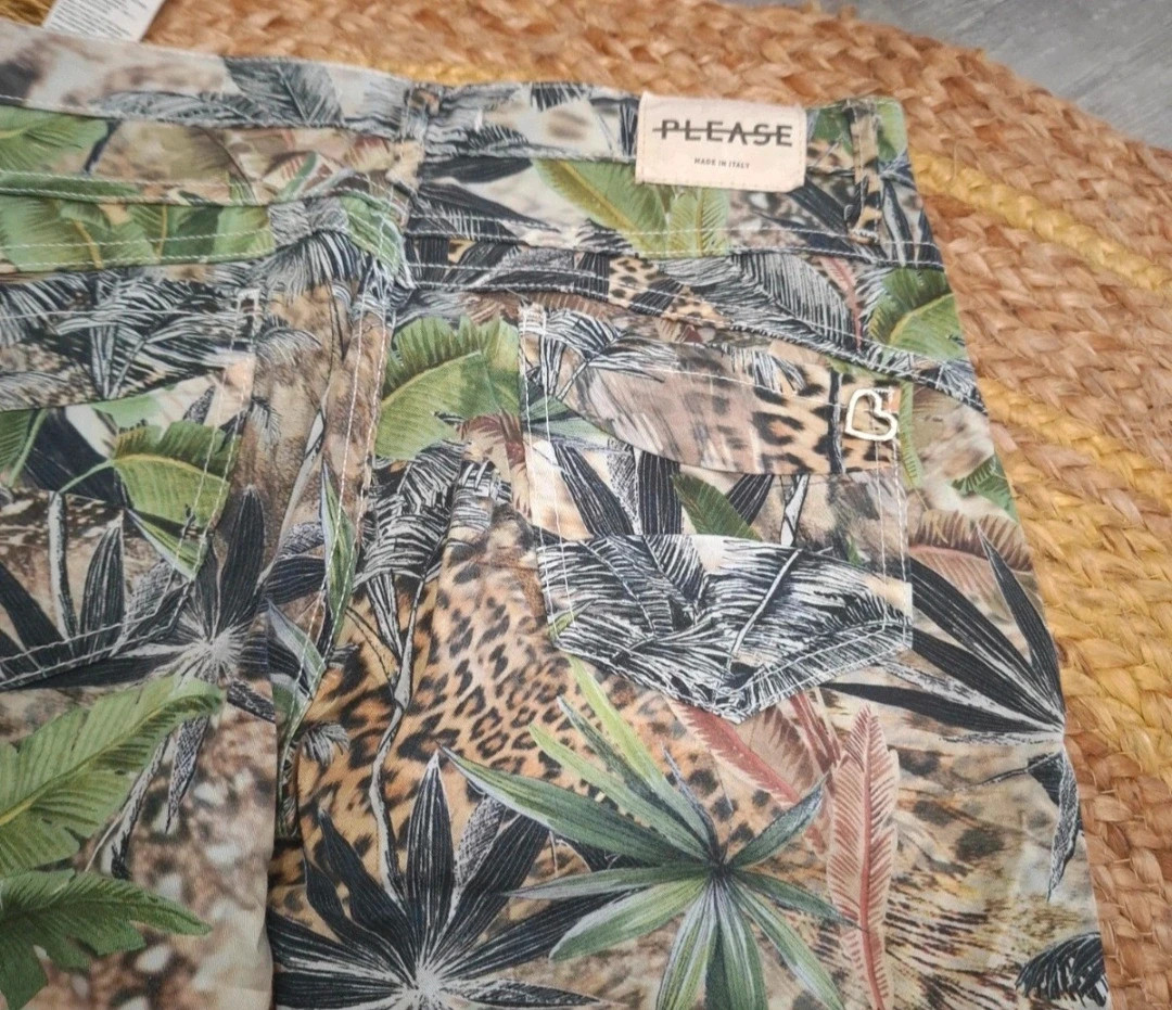 Pantalon Slim Please Imprimé Tropical & Léopard - Taille XS (Très Bon État) – Please – taille XS / 34 / 6 4