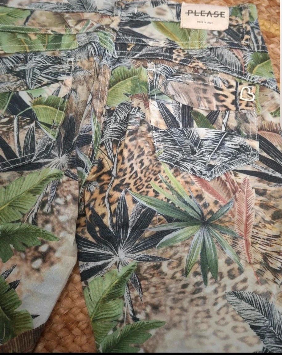 Pantalon Slim Please Imprimé Tropical & Léopard - Taille XS (Très Bon État) – Please – taille XS / 34 / 6 5