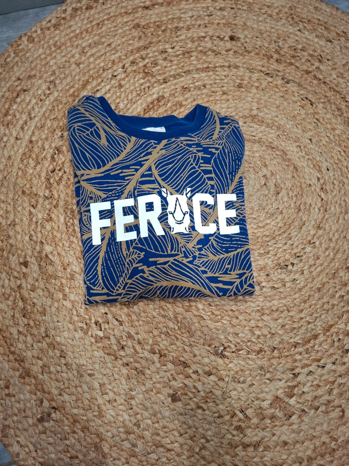 Sweat bleu marine Catimini "FEROCE" à motifs feuilles et rhinocéros - 14 ans (164 cm)