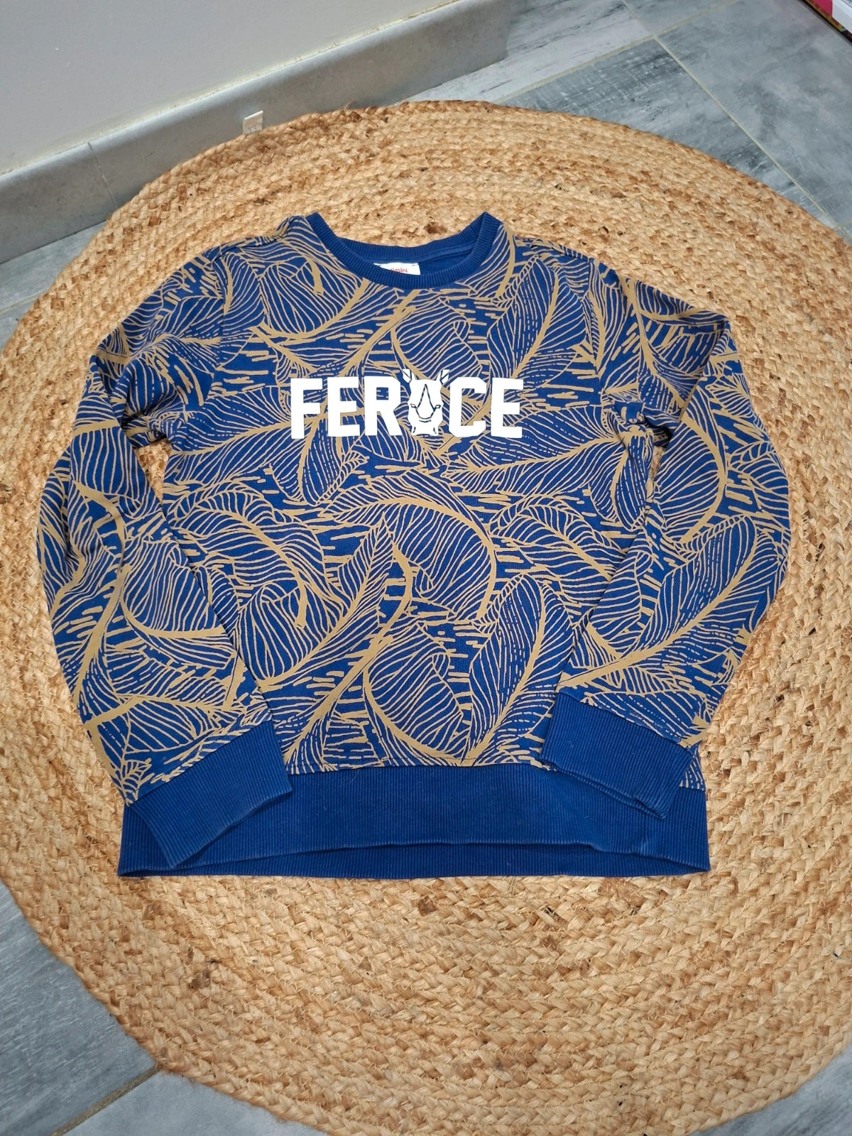 Sweat bleu marine Catimini "FEROCE" à motifs feuilles et rhinocéros - 14 ans (164 cm) – Catimini – taille 14 ans / 164 cm 2