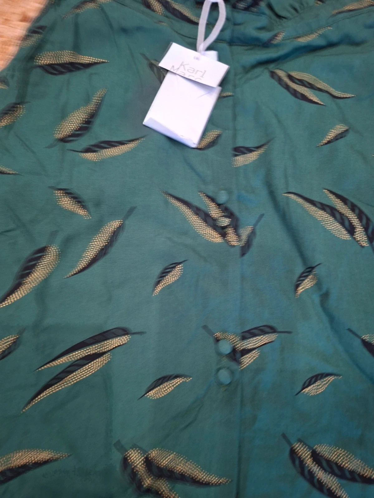 Jupe Longue Verte Motif Plumes Karl Marc John - Neuve avec Étiquette - Taille XS – Karl Marc John – taille XS / 34 / 6 2