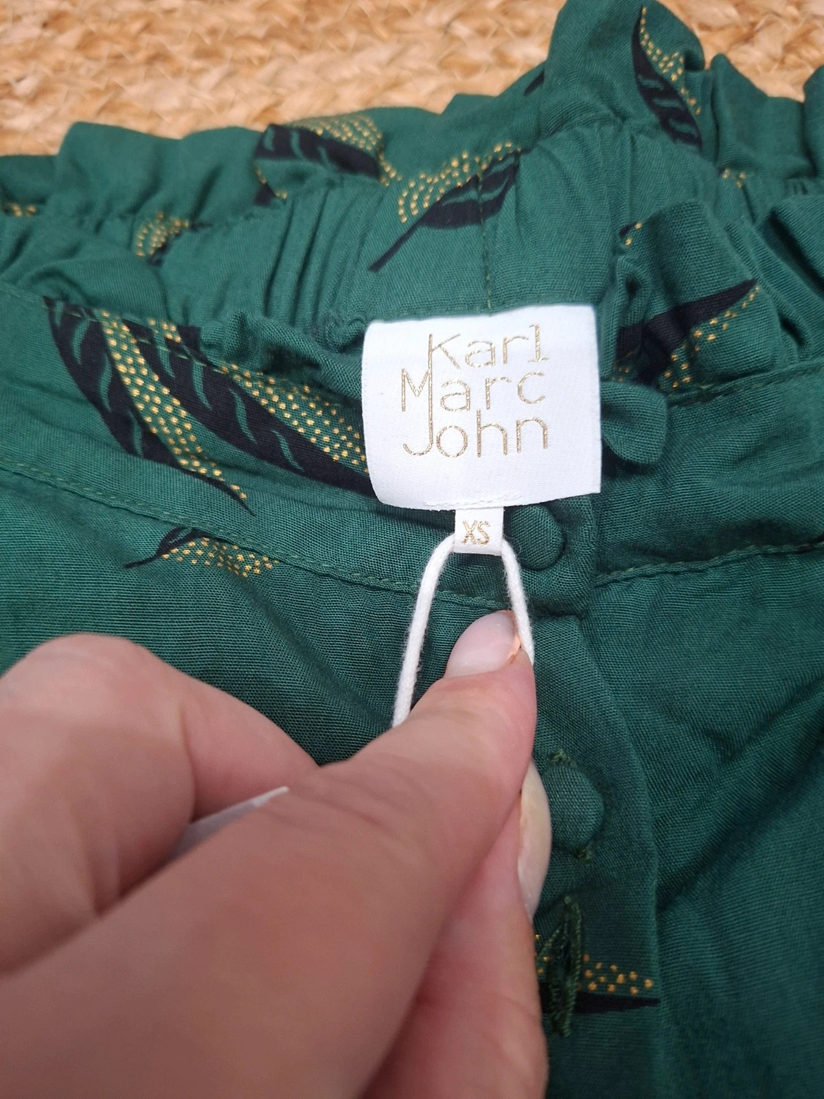 Jupe Longue Verte Motif Plumes Karl Marc John - Neuve avec Étiquette - Taille XS – Karl Marc John – taille XS / 34 / 6 4
