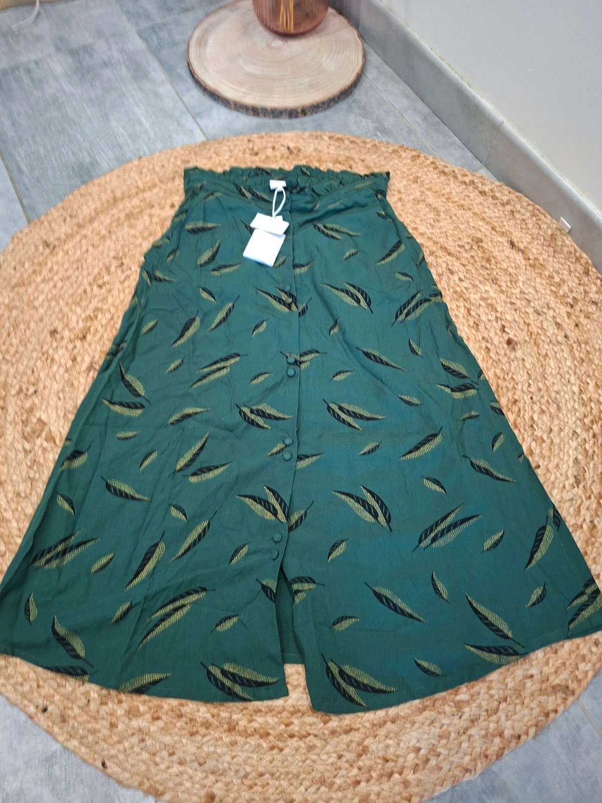 Jupe Longue Verte Motif Plumes Karl Marc John - Neuve avec Étiquette - Taille XS