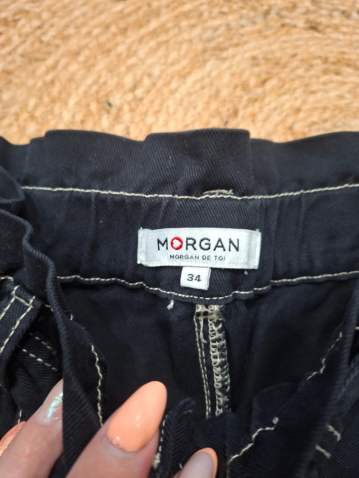 Pantalon Paperbag Noir Coutures Apparentes Morgan - Taille 34 (XS) – Morgan – taille XS / 34 / 6 4