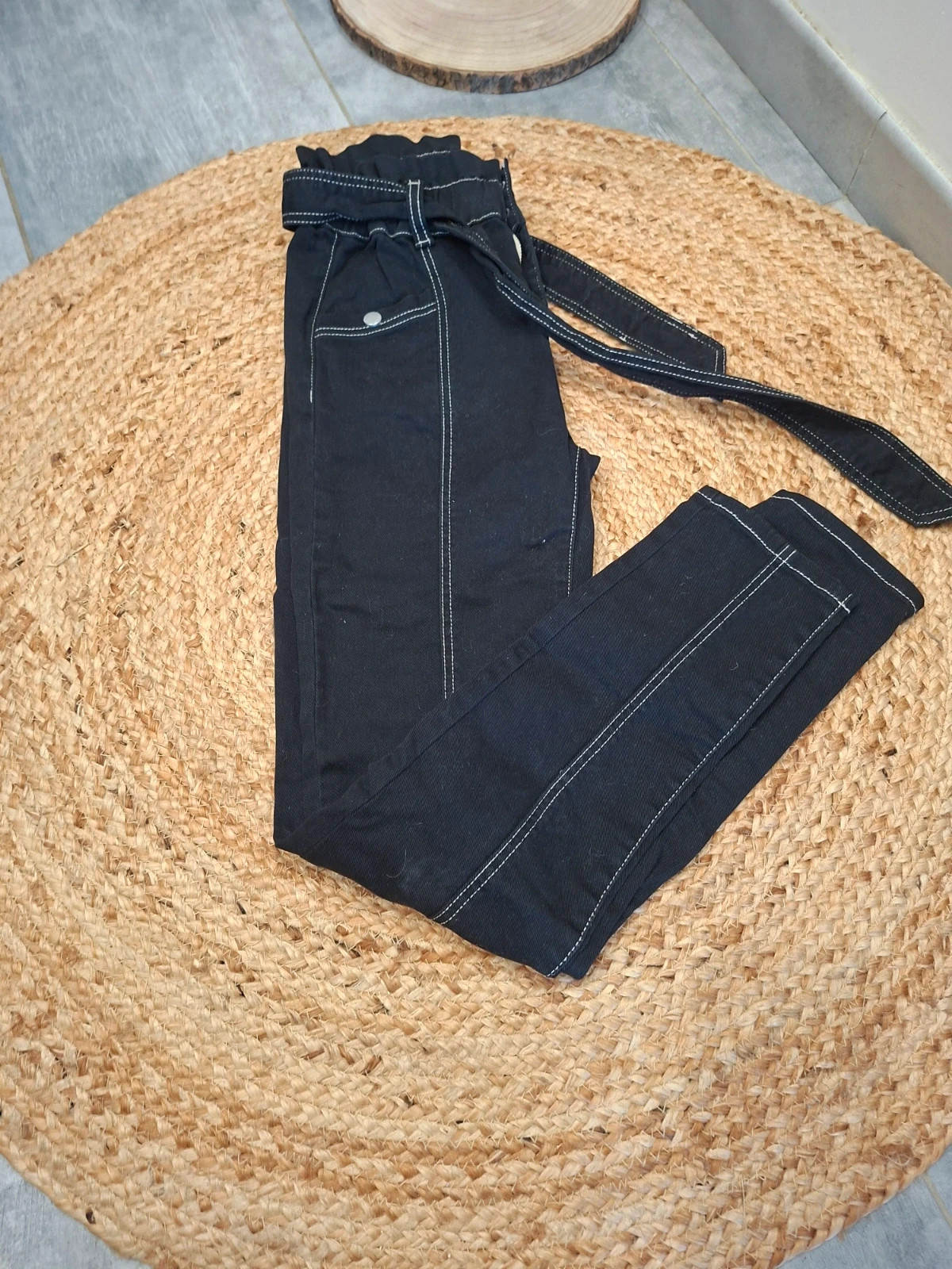 Pantalon Paperbag Noir Coutures Apparentes Morgan - Taille 34 (XS) – Morgan – taille XS / 34 / 6 2