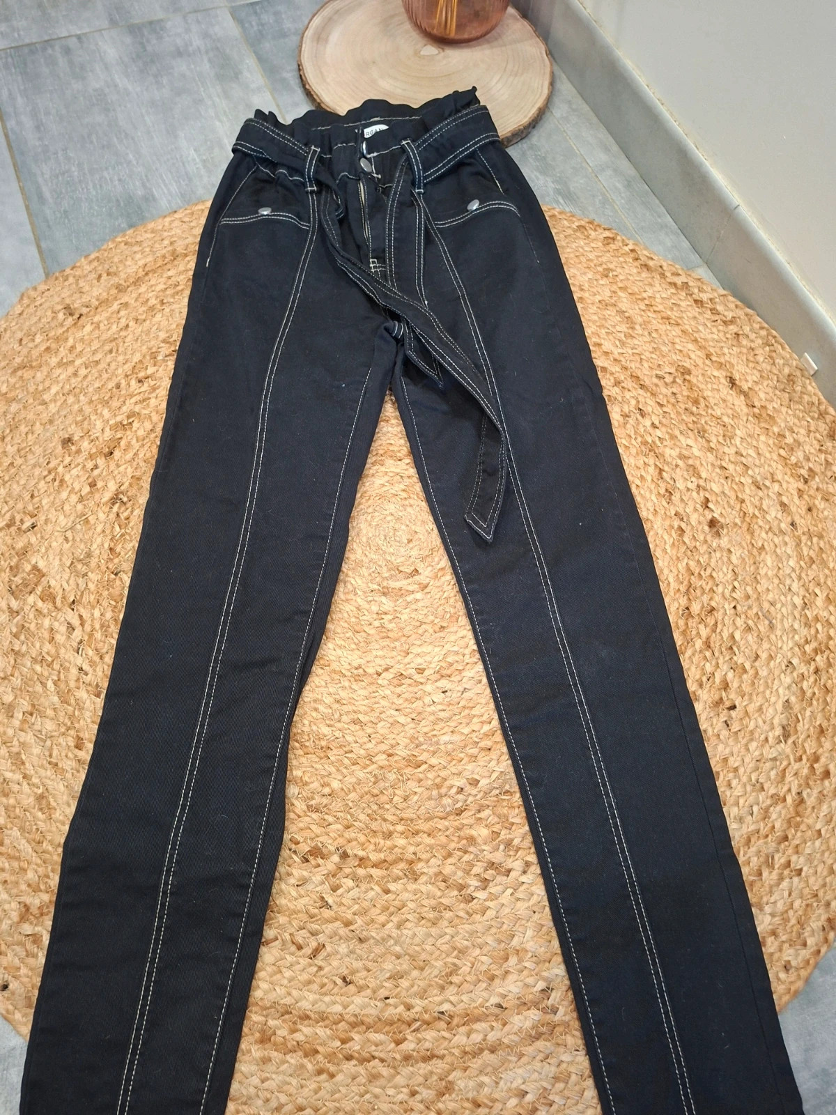 Pantalon Paperbag Noir Coutures Apparentes Morgan - Taille 34 (XS) – Morgan – taille XS / 34 / 6 3