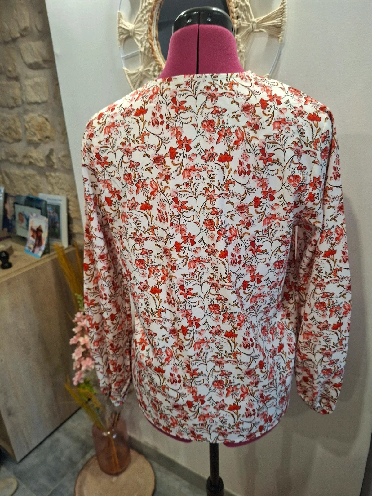 Blouse fluide fleurie avec encolure dentelle - Taille S (Neuf sans étiquette) – taille S / 36 / 8 4