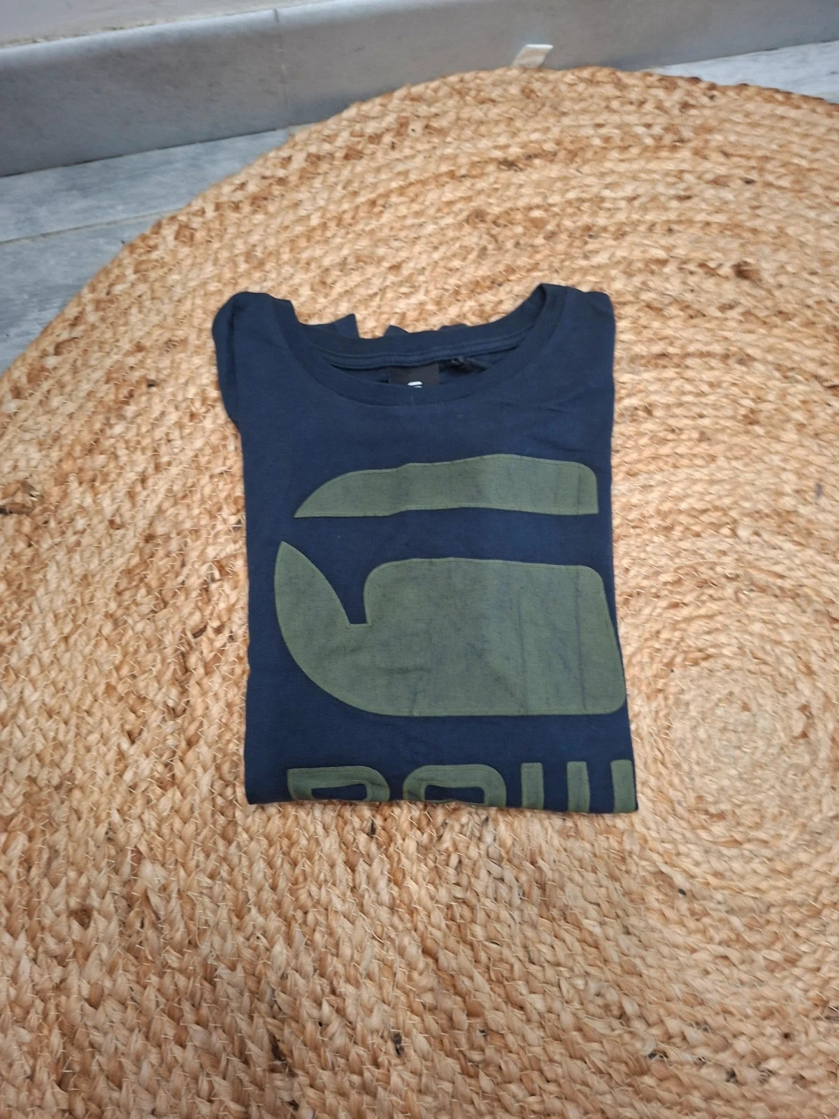 T-shirt manches longues G-Star Raw bleu marine logo vert 12 ans (152 cm)