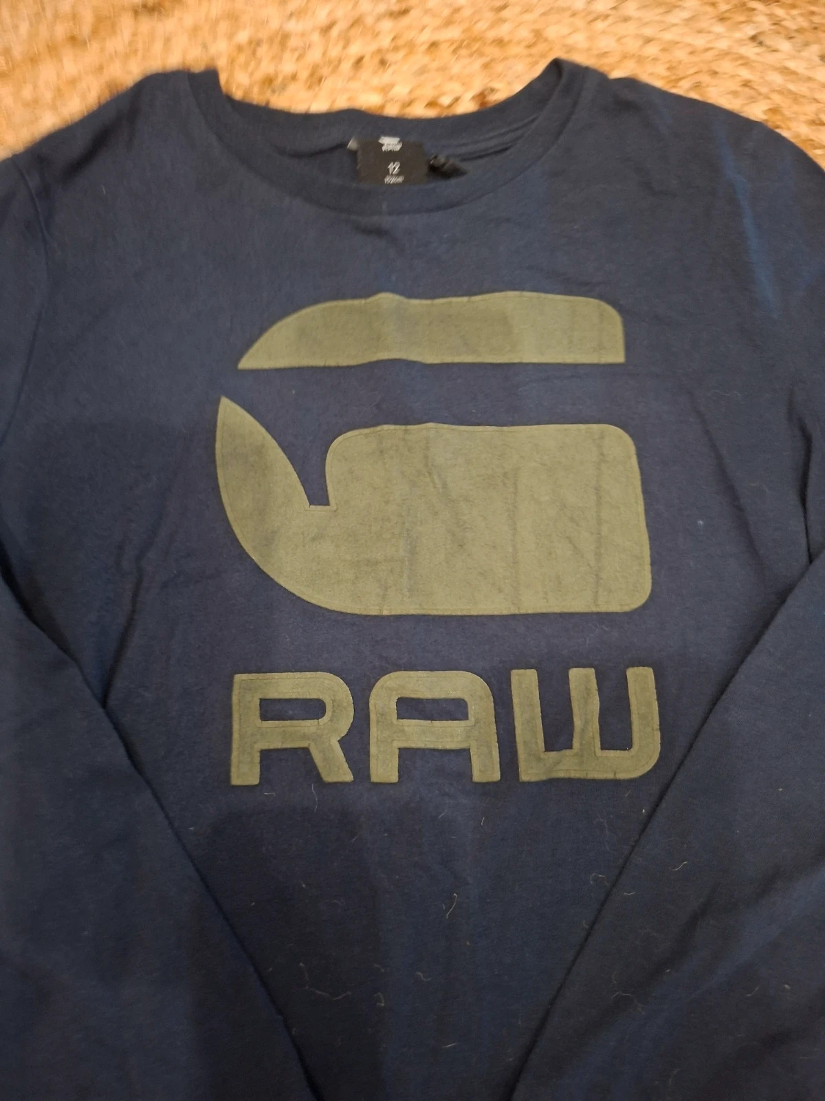 T-shirt manches longues G-Star Raw bleu marine logo vert 12 ans (152 cm) – G-Star RAW – taille 12 ans / 152 cm 3