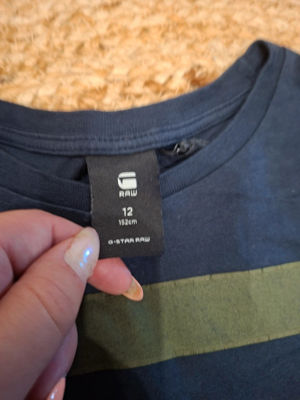 T-shirt manches longues G-Star Raw bleu marine logo vert 12 ans (152 cm) – G-Star RAW – taille 12 ans / 152 cm 5