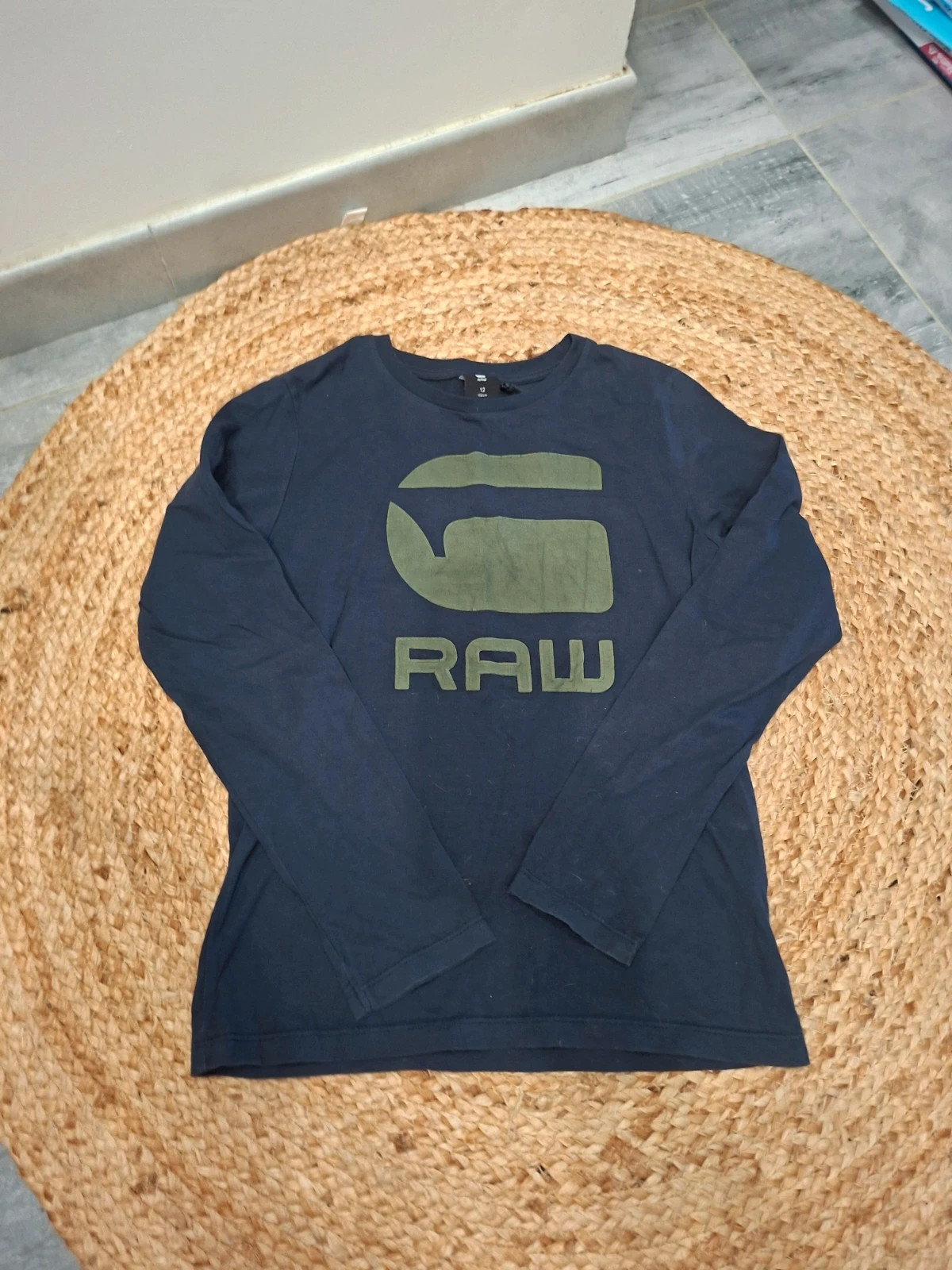 T-shirt manches longues G-Star Raw bleu marine logo vert 12 ans (152 cm) – G-Star RAW – taille 12 ans / 152 cm 2