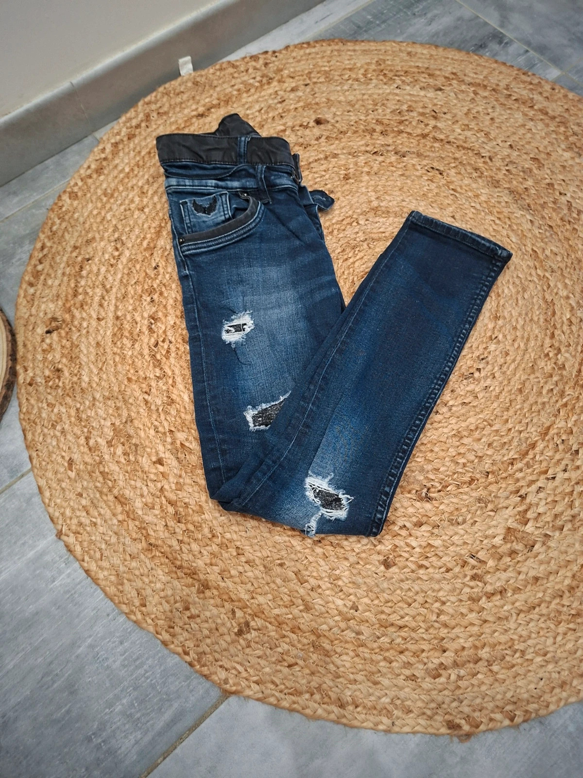 Jean slim brut Kaporal 12 ans - Effet délavé et usé style tendance – Kaporal – taille 12 ans / 152 cm