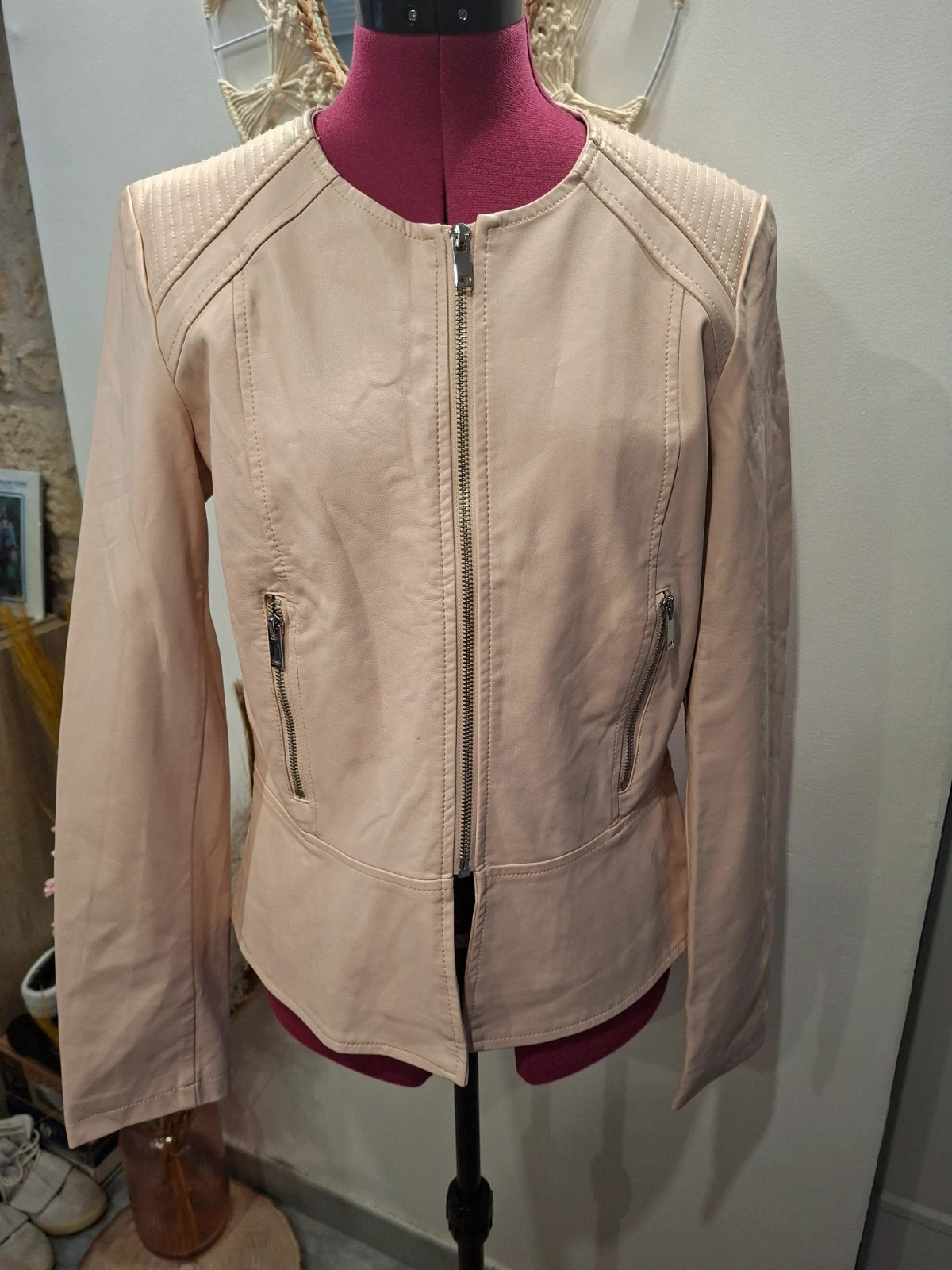 Blouson similicuir Camaïeu rose poudré – Taille 42 – Camaïeu – taille XL / 42 / 14