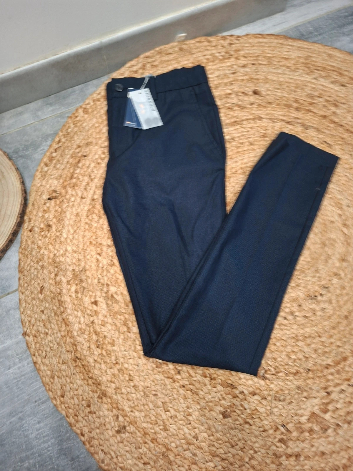 Pantalon de costume Spagnolo Colección Elegance bleu marine neuf avec étiquette 14 ans