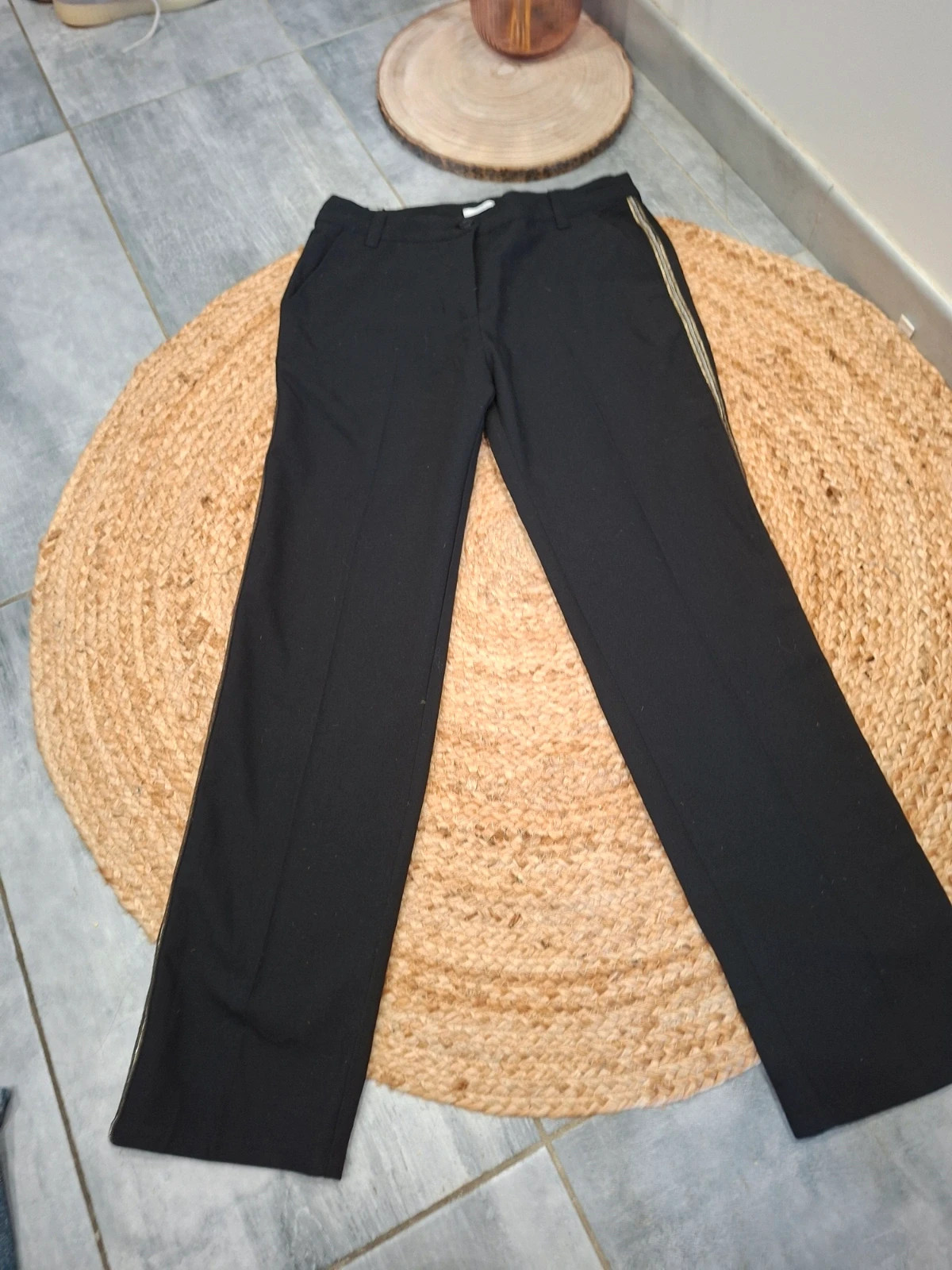 Pantalon droit See U Soon noir à bandes pailletées – S/36 – See U Soon – taille S / 36 / 8 2