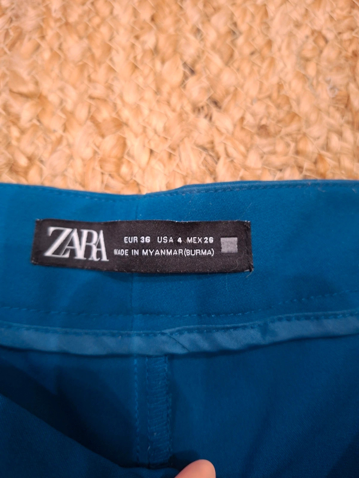 Pantalon Zara taille haute bleu canard – coupe droite – S/36 – Zara – taille S / 36 / 8 3
