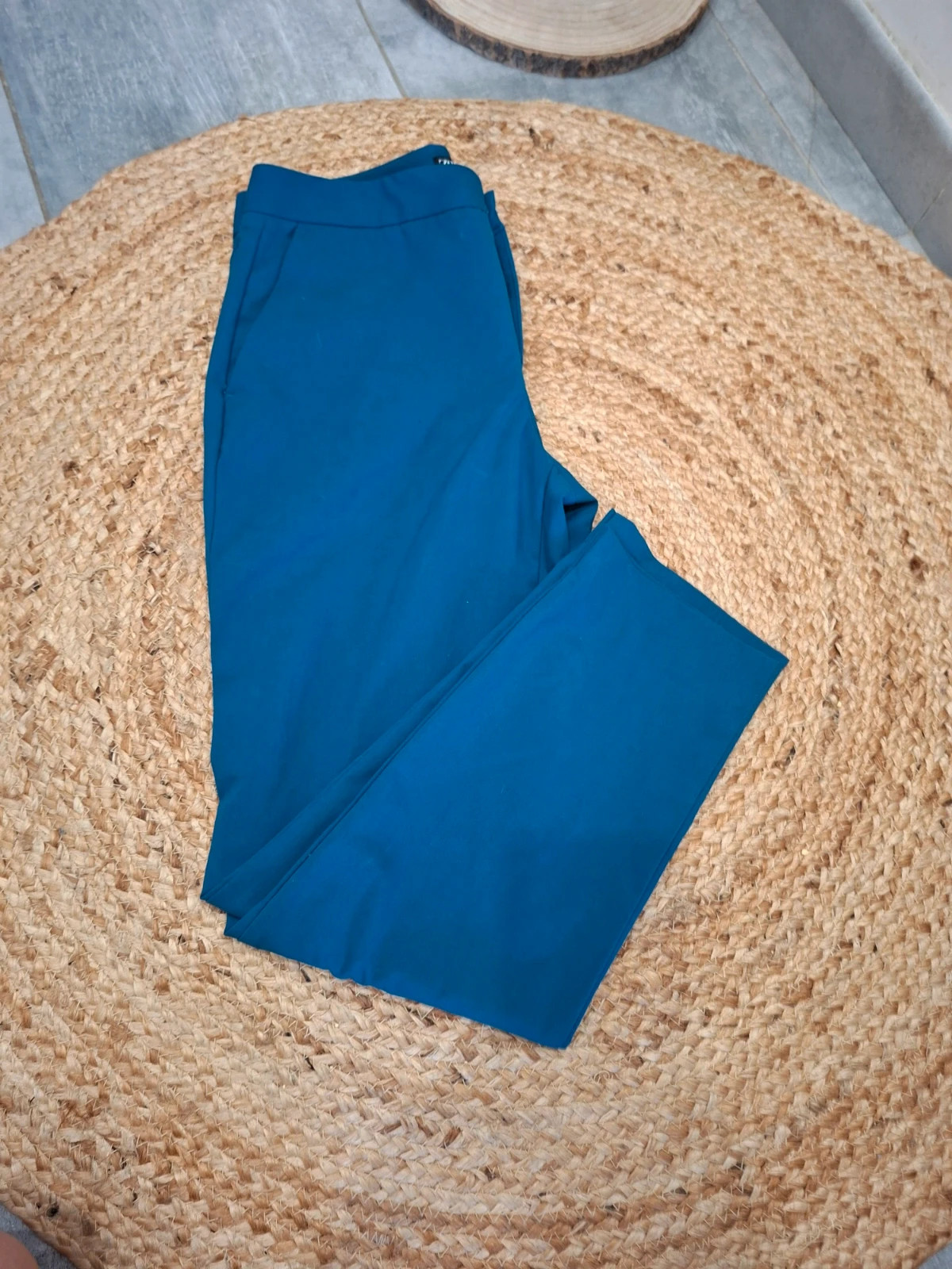 Pantalon Zara taille haute bleu canard – coupe droite – S/36 – Zara – taille S / 36 / 8