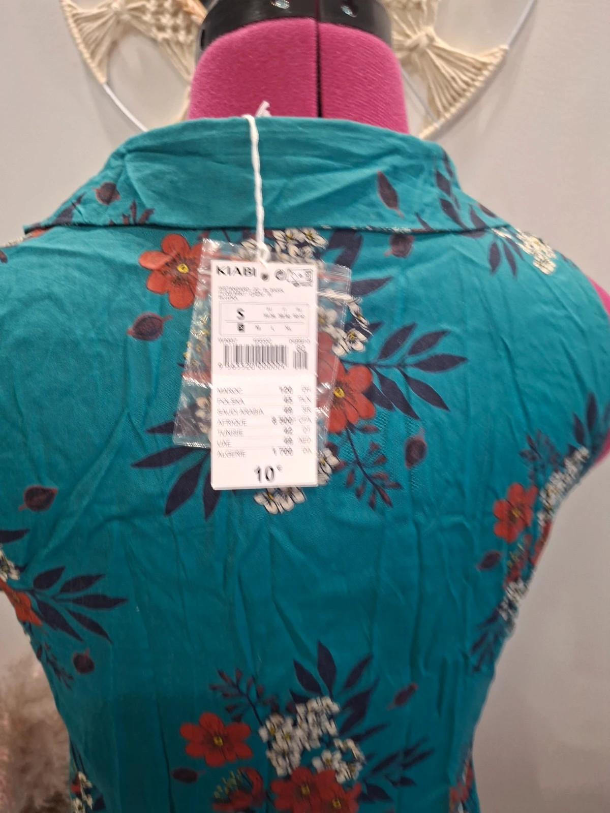 Chemise sans manches Kiabi fleurie bleu canard – S/36 – neuve avec étiquette – Kiabi – taille S / 36 / 8 5