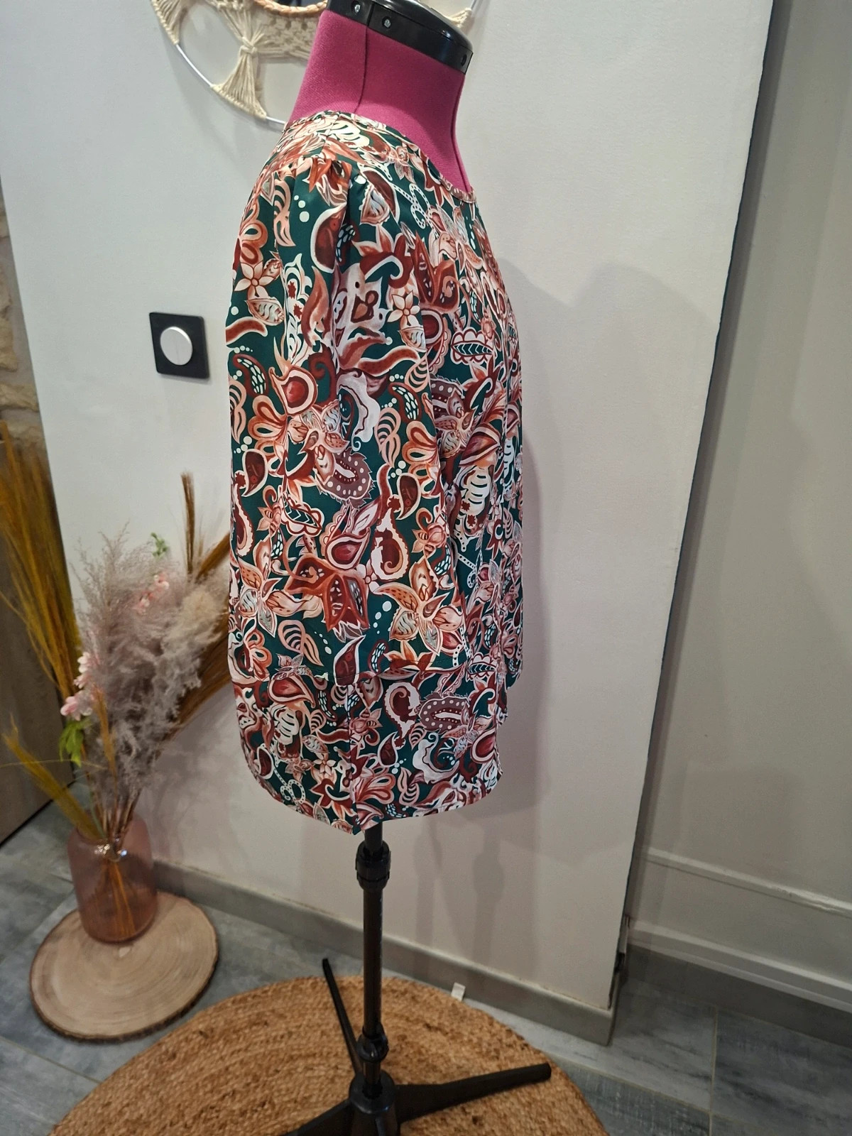 Blouse fluide paisley cachemire vert terracotta S 36 – taille S / 36 / 8 2