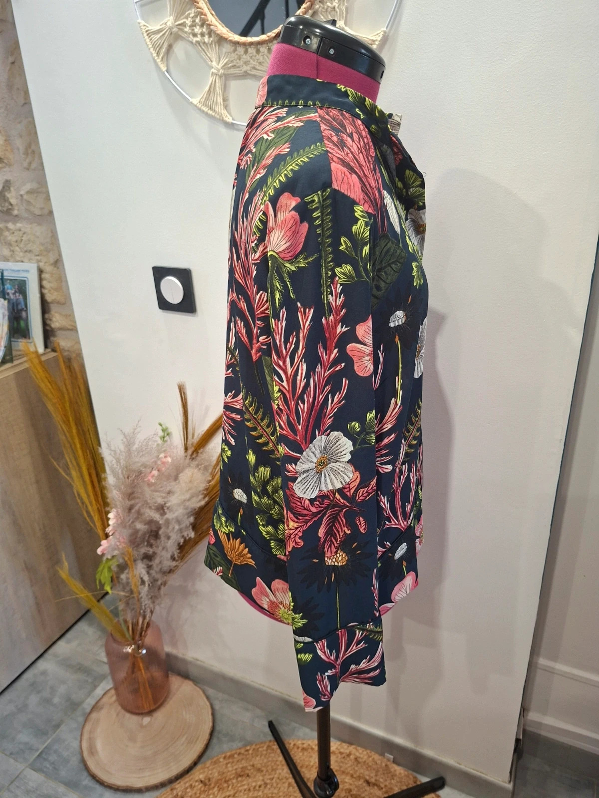 Haut fluide H&M motif fleurs / Corail bleu marine 36 – H&M – taille S / 36 / 8 3