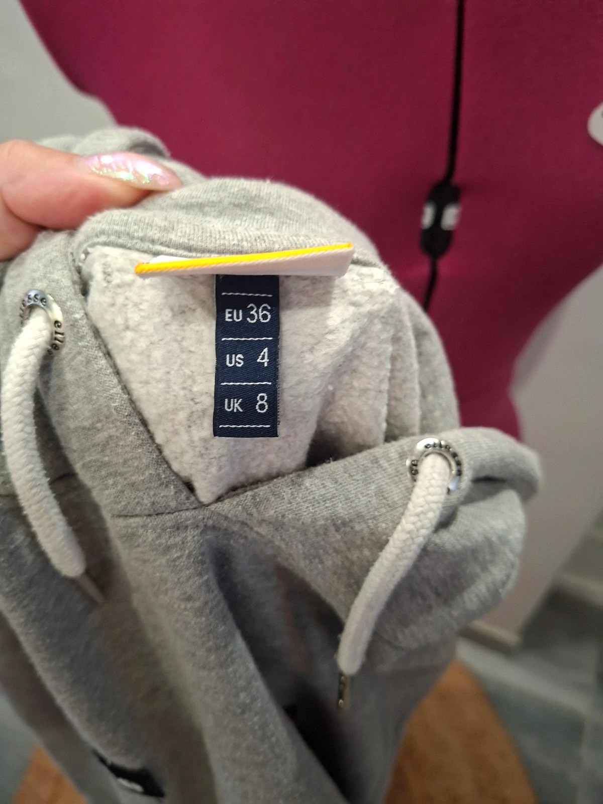 Sweat Ellesse crop à capuche gris chiné – logos brodés – S/36 – Ellesse – taille S / 36 / 8 4
