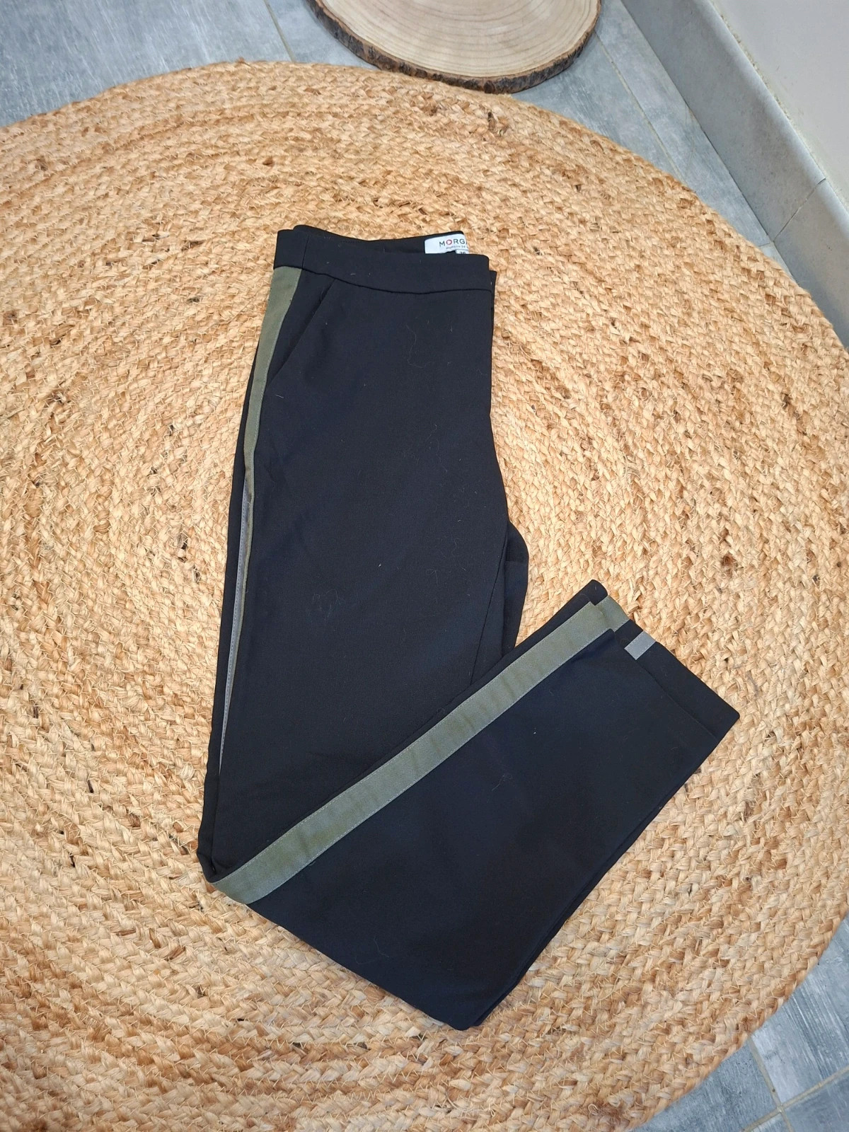Pantalon Morgan noir et kaki à bandes latérales 36 S