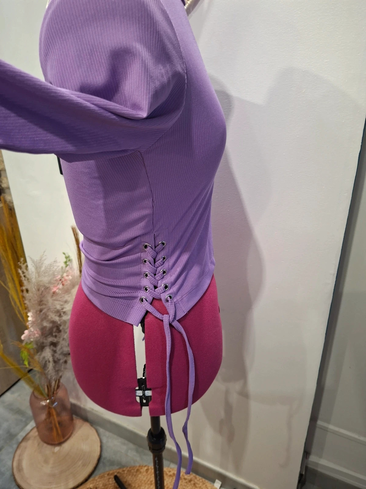 Top côtelé Pimkie lila à lacets S 36 neuf avec étiquette – Pimkie – taille S / 36 / 8 3