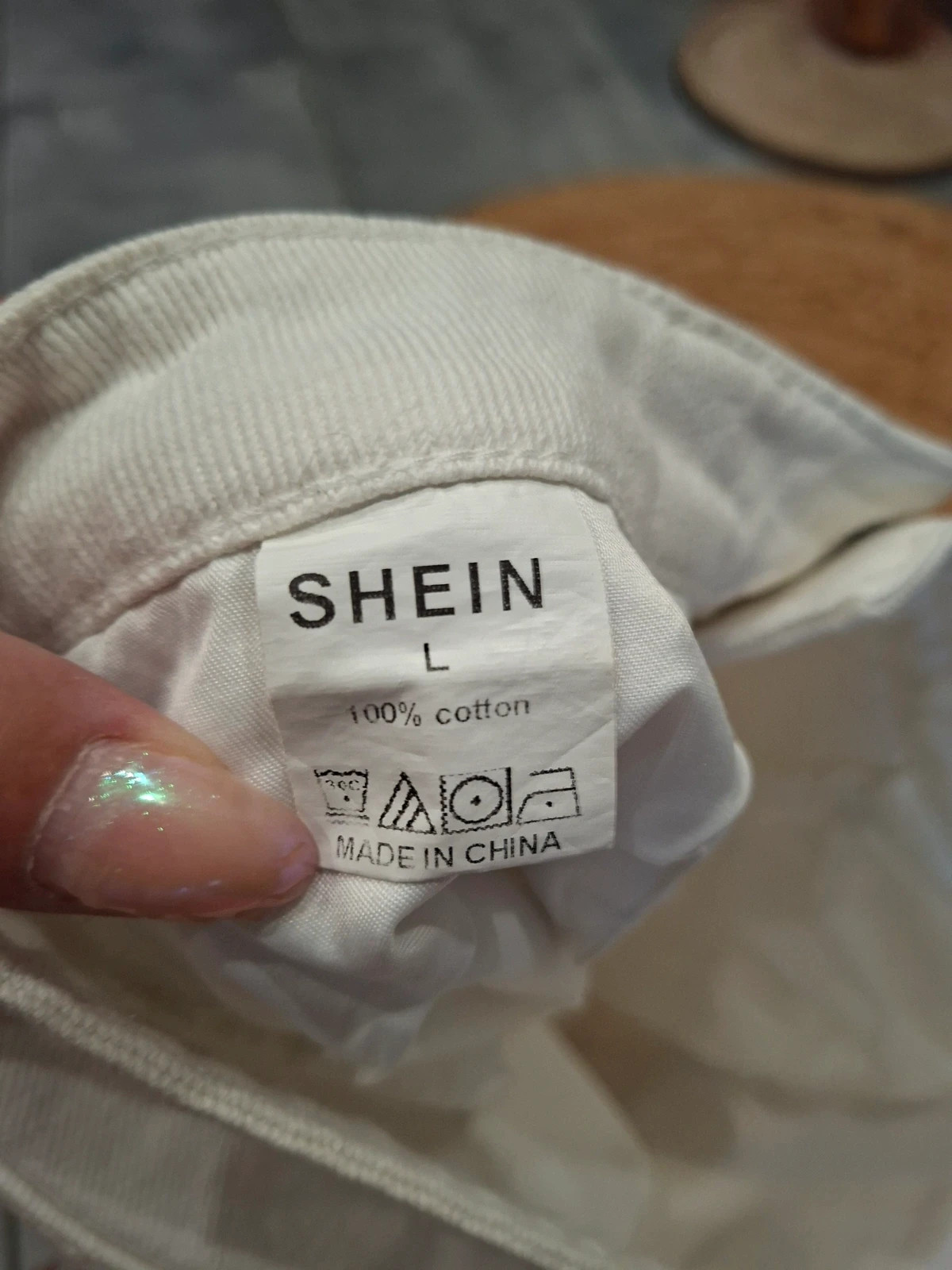Short jean blanc écru SHEIN taille haute L 40 100% coton – Shein – taille L / 40 / 12 3