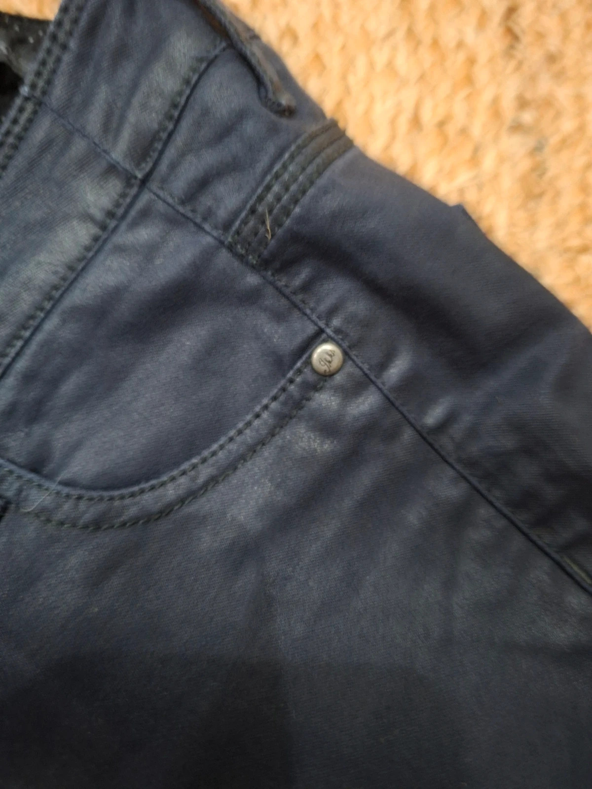 Pantalon slim enduit IKKS bleu nuit S 36 effet cuir rock – IKKS – taille S / 36 / 8 4
