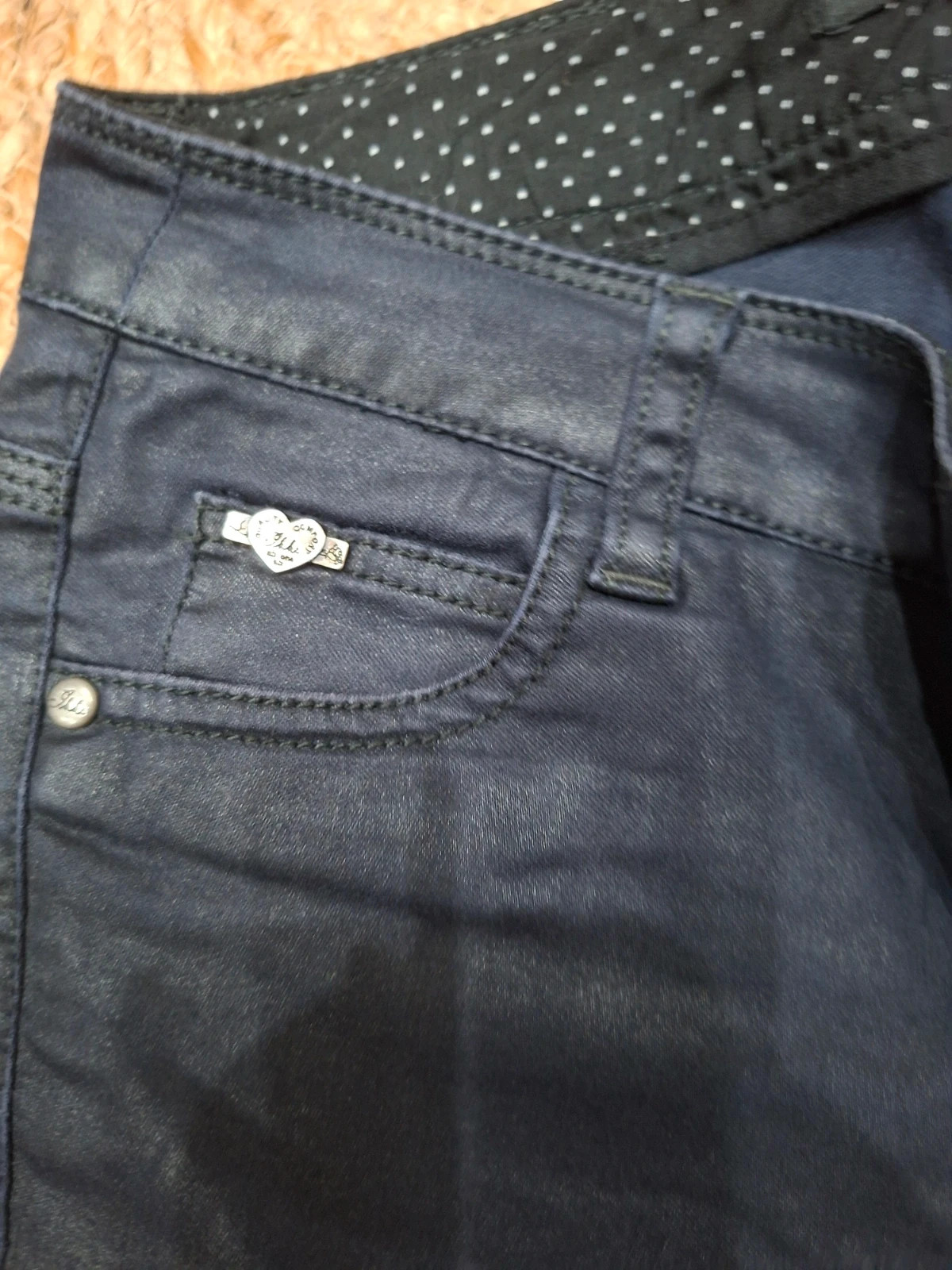 Pantalon slim enduit IKKS bleu nuit S 36 effet cuir rock – IKKS – taille S / 36 / 8 3