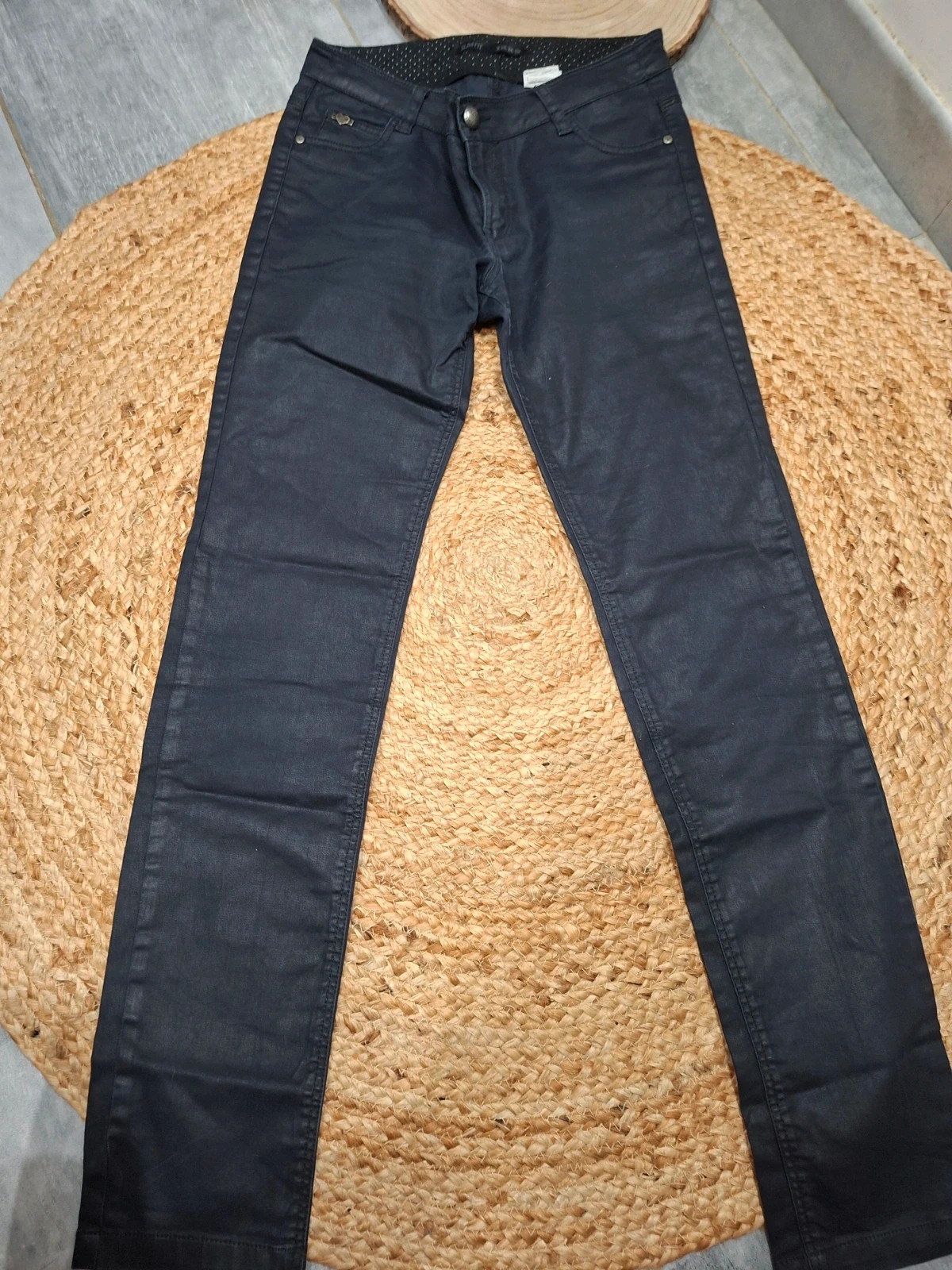 Pantalon slim enduit IKKS bleu nuit S 36 effet cuir rock – IKKS – taille S / 36 / 8 2