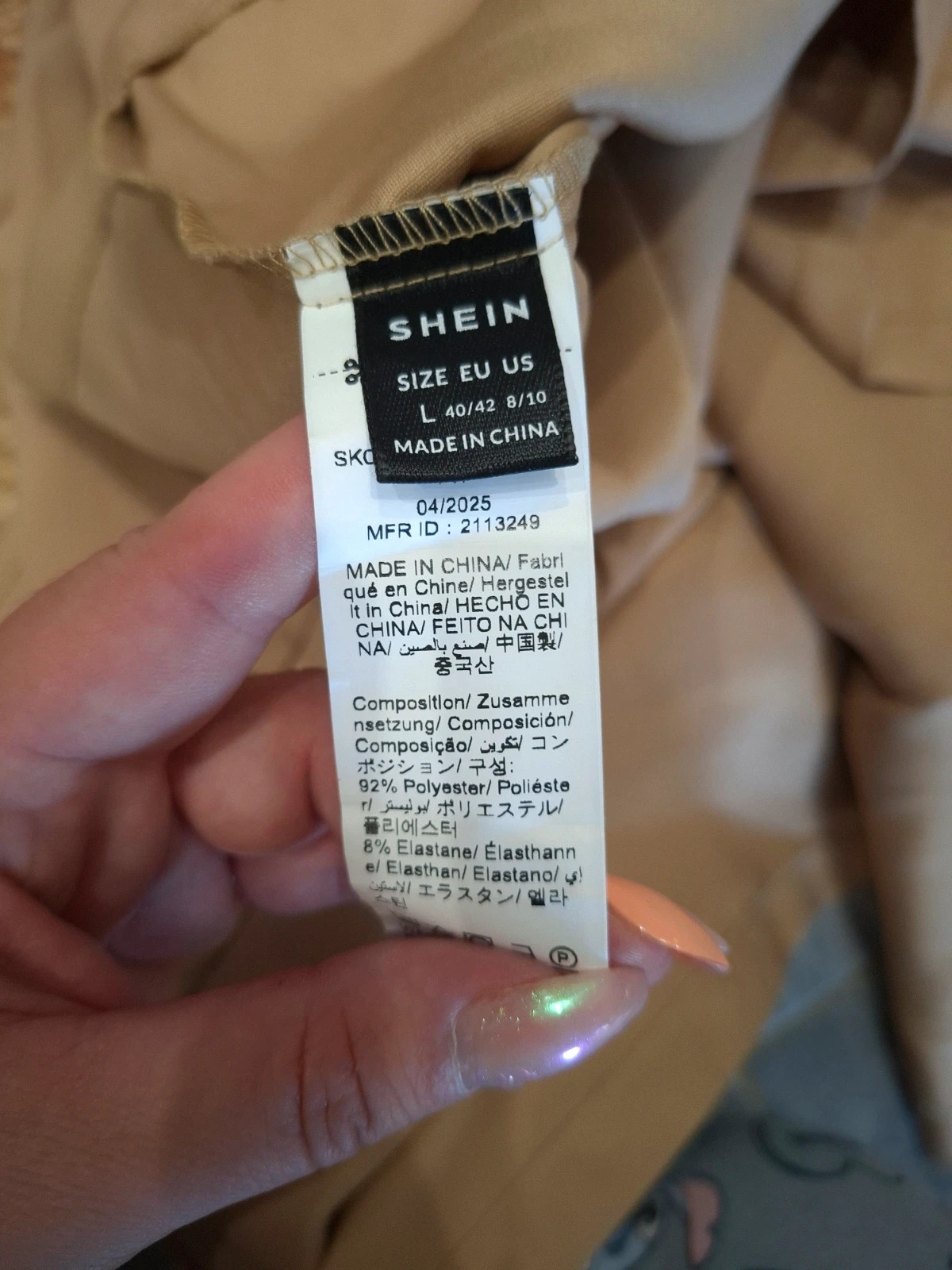 Combi-short Shein beige camel chic – T. L/40-42 – Shein – taille L / 40 / 12 3