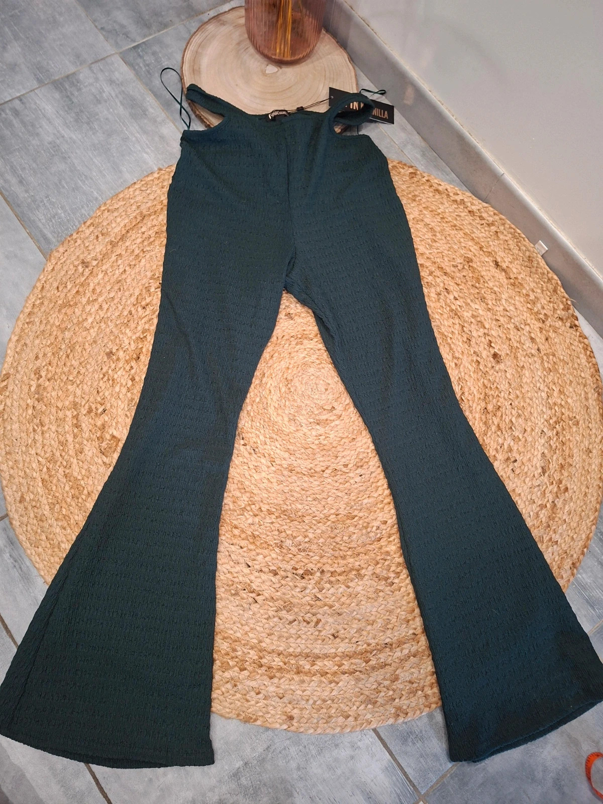 Pantalon flare Pink Vanilla vert sapin gaufré T. L/40 neuf – Pink Vanilla – taille L / 40 / 12 2