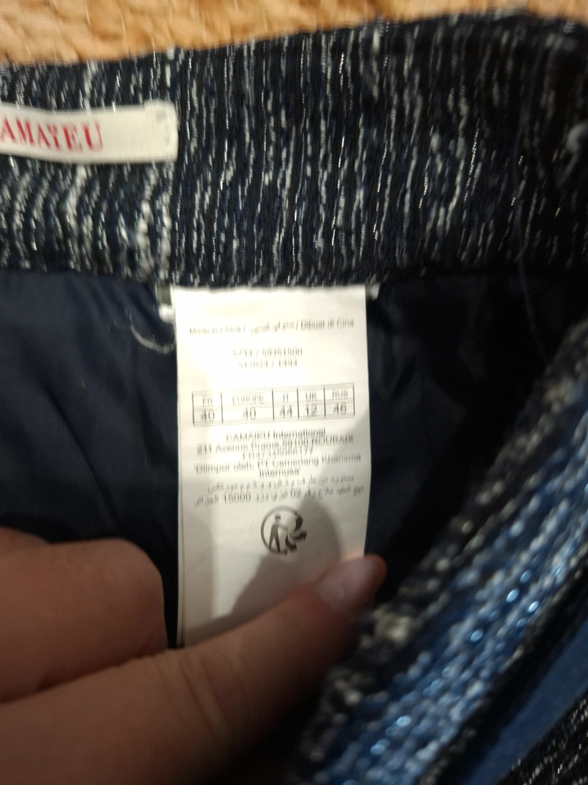 Jupe courte Camaïeu bleu marine effet tweed T. 40 – Camaïeu – taille L / 40 / 12 3