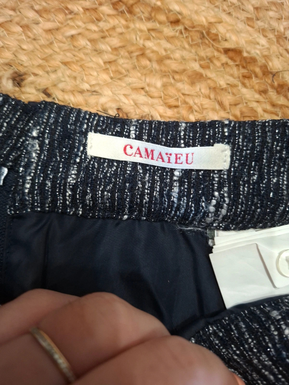 Jupe courte Camaïeu bleu marine effet tweed T. 40 – Camaïeu – taille L / 40 / 12 2