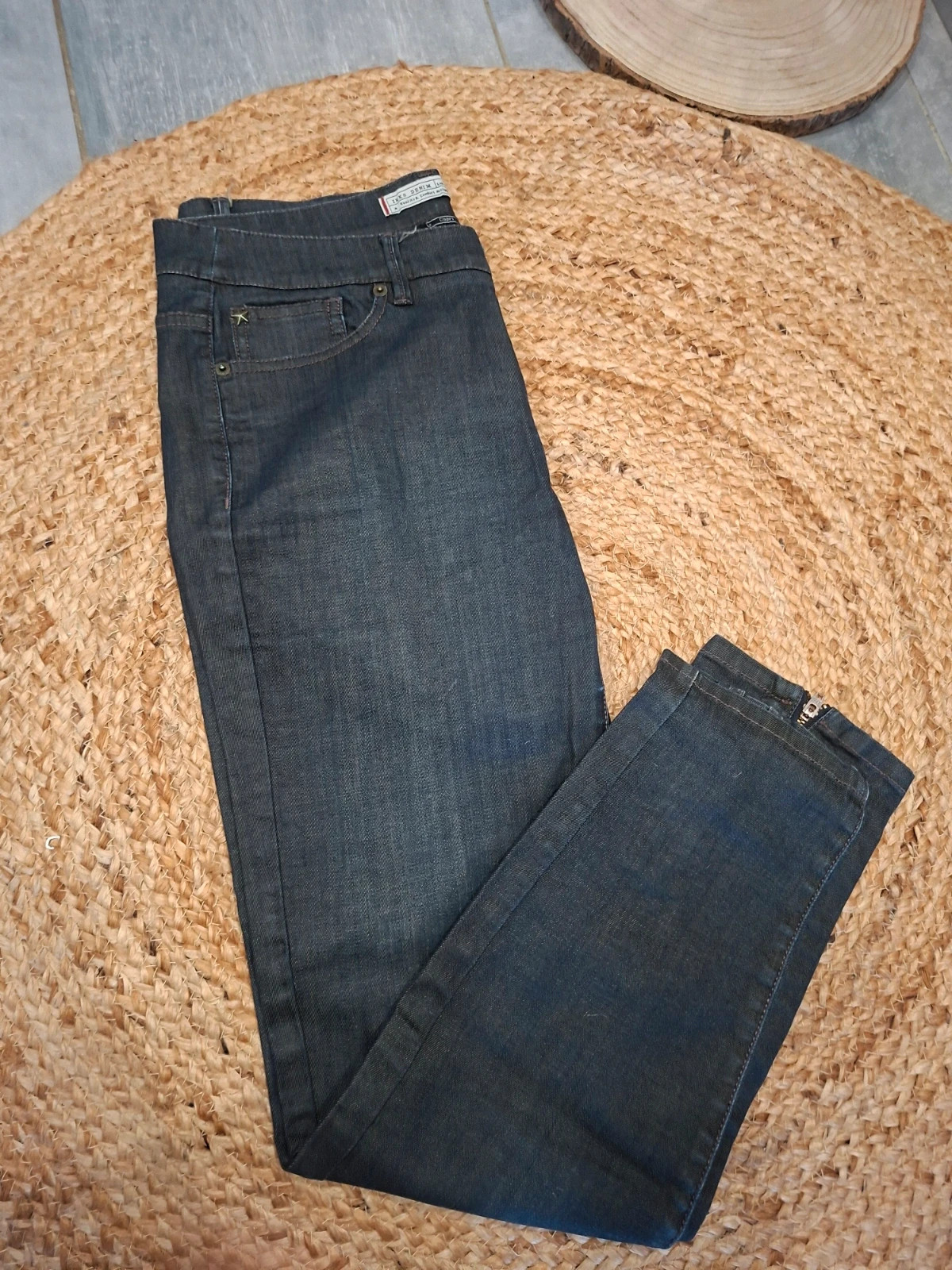Jean IKKS Denim Capri slim brut bleu foncé T. 40 / 30 US – zips – IKKS – taille L / 40 / 12 2