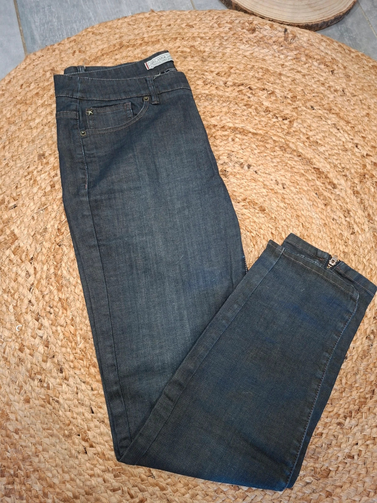 Jean IKKS Denim Capri slim brut bleu foncé T. 40 / 30 US – zips
