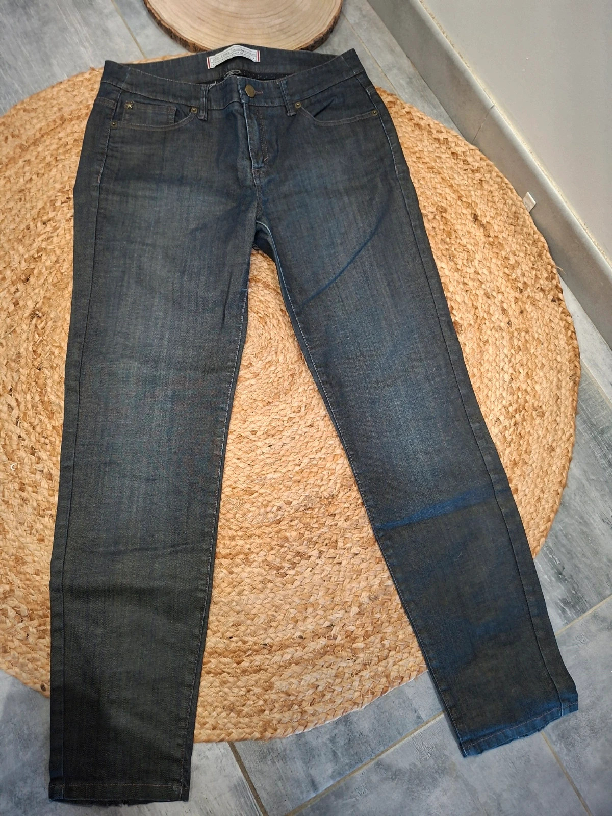Jean IKKS Denim Capri slim brut bleu foncé T. 40 / 30 US – zips – IKKS – taille L / 40 / 12 3