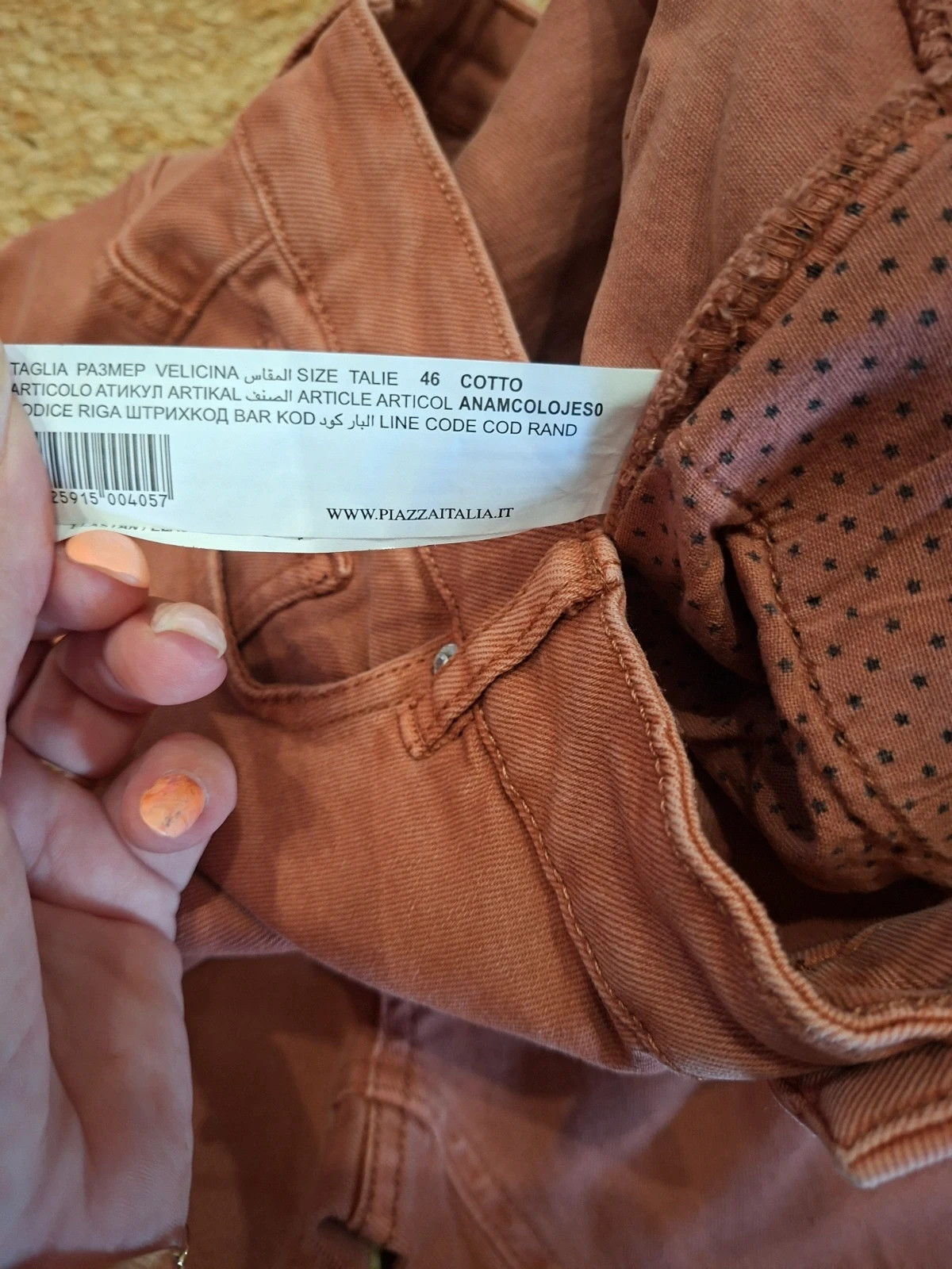 Jean droit Piazza Italia terracotta / brique T. 42 – neuf avec étiquette – Piazza Italia – taille XL / 42 / 14 4