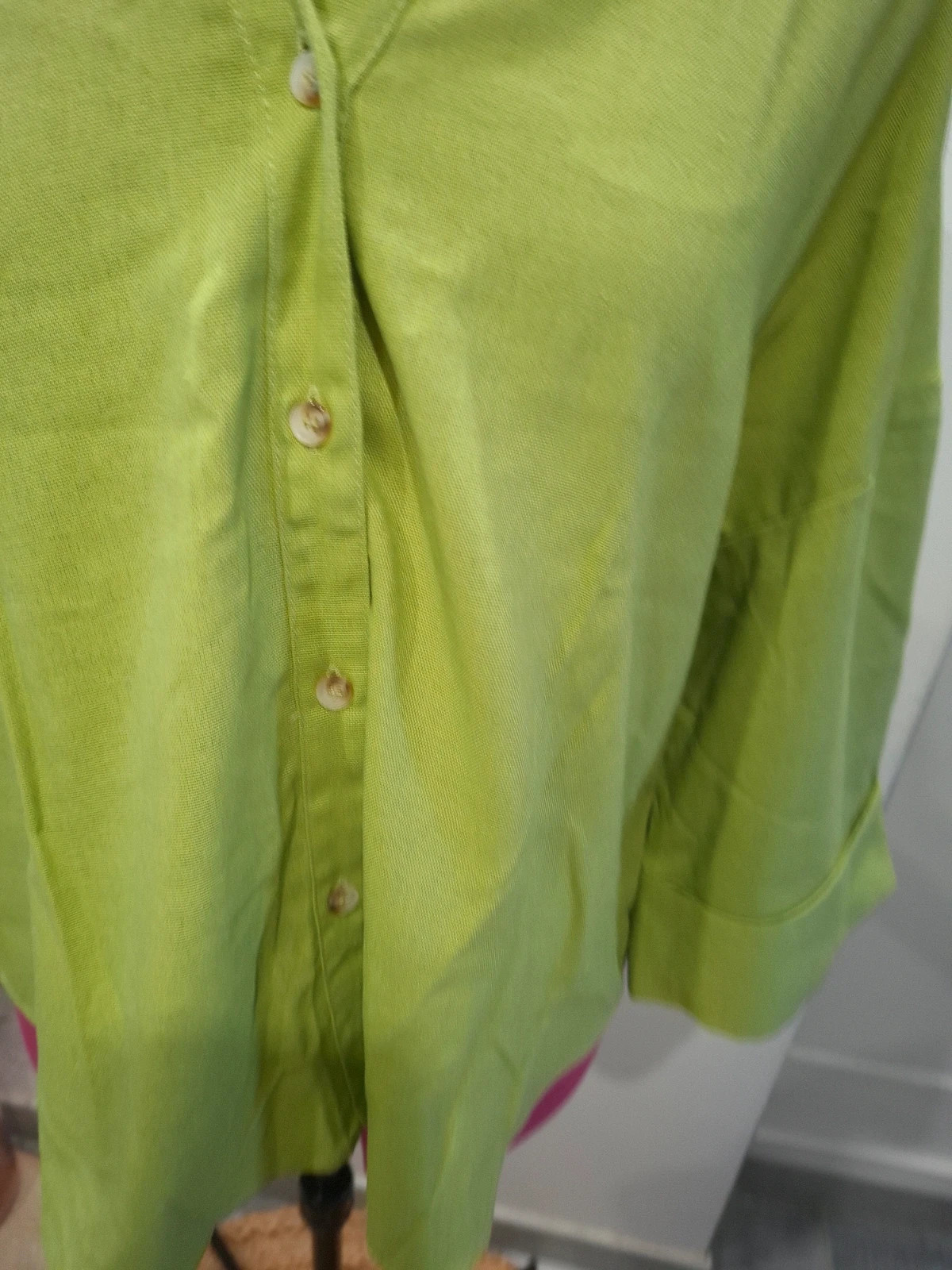 Blouse chemise fluide vert anis L oversize femme chic – taille L / 40 / 12 2