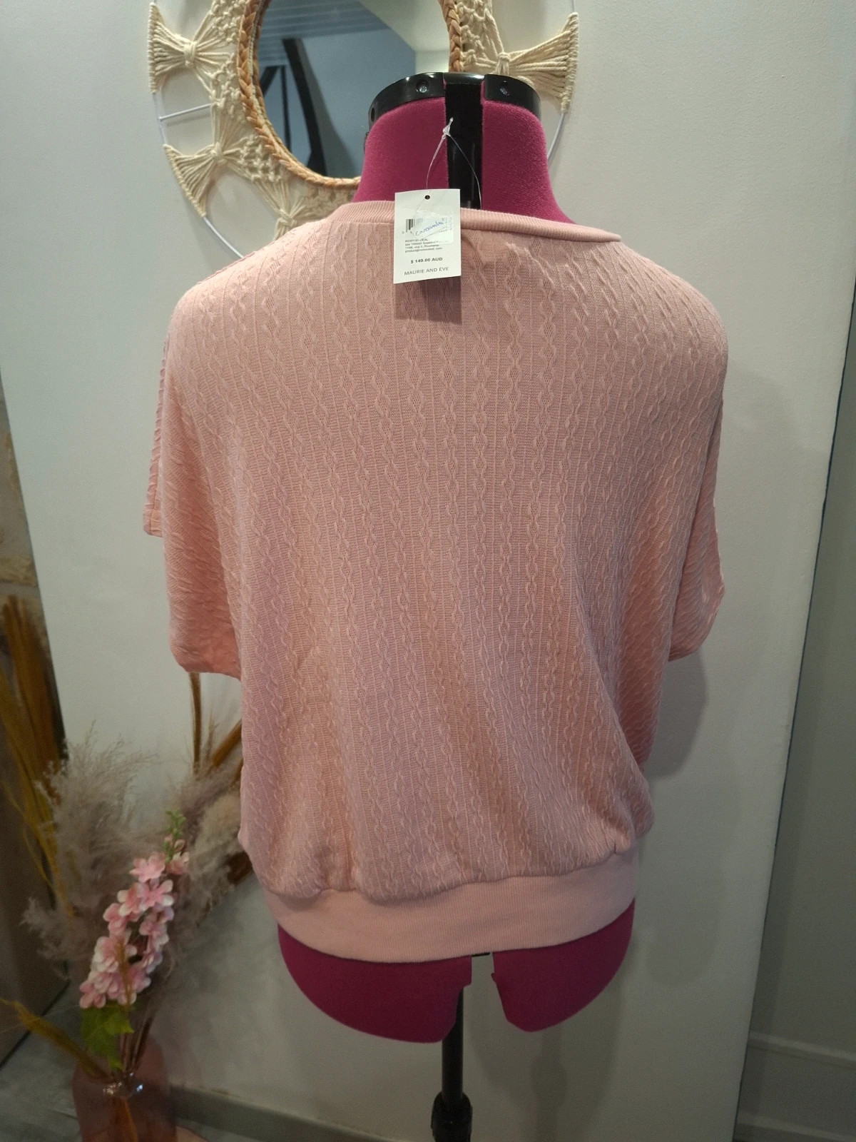 Top Maurie & Eve rose poudré XL 42/44 neuf étiquette maille torsadée – Maurie and Eve – taille XL / 42 / 14 3