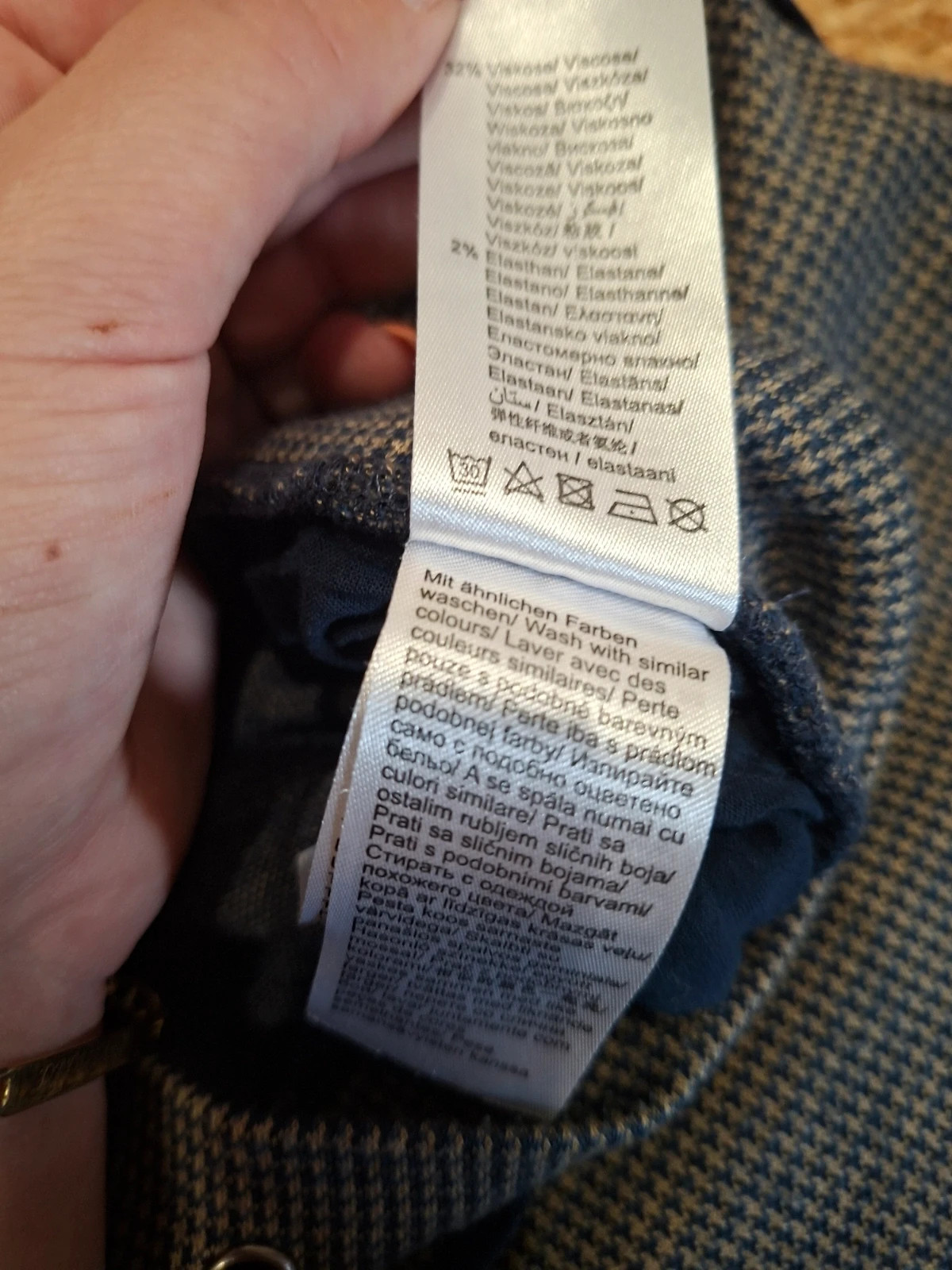 Pantalon fluide motif pied-de-poule / carreaux Tom Tailor - T.38 (M) – Tom Tailor – taille M / 38 / 10 5