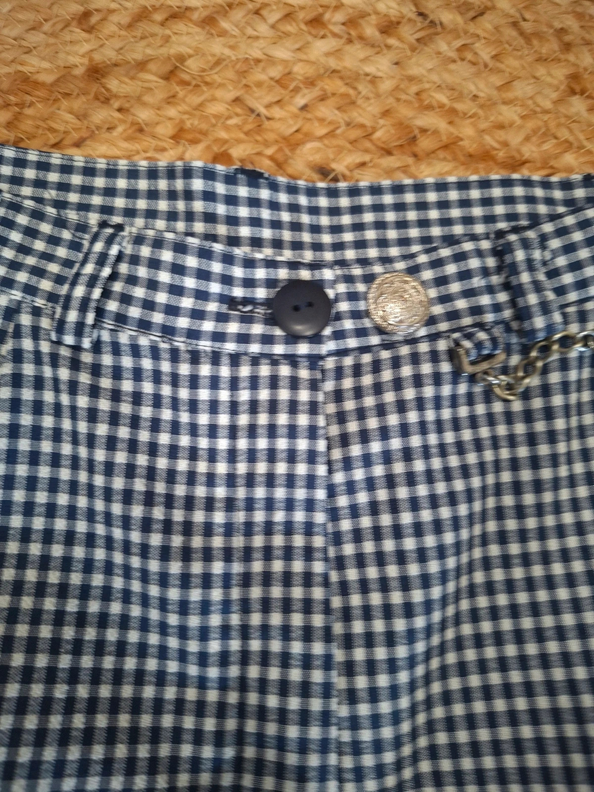 Bermuda / Pantacourt vichy bleu marine style folk Landhaus C&A - T.38 – C&A – taille L / 40 / 12 3