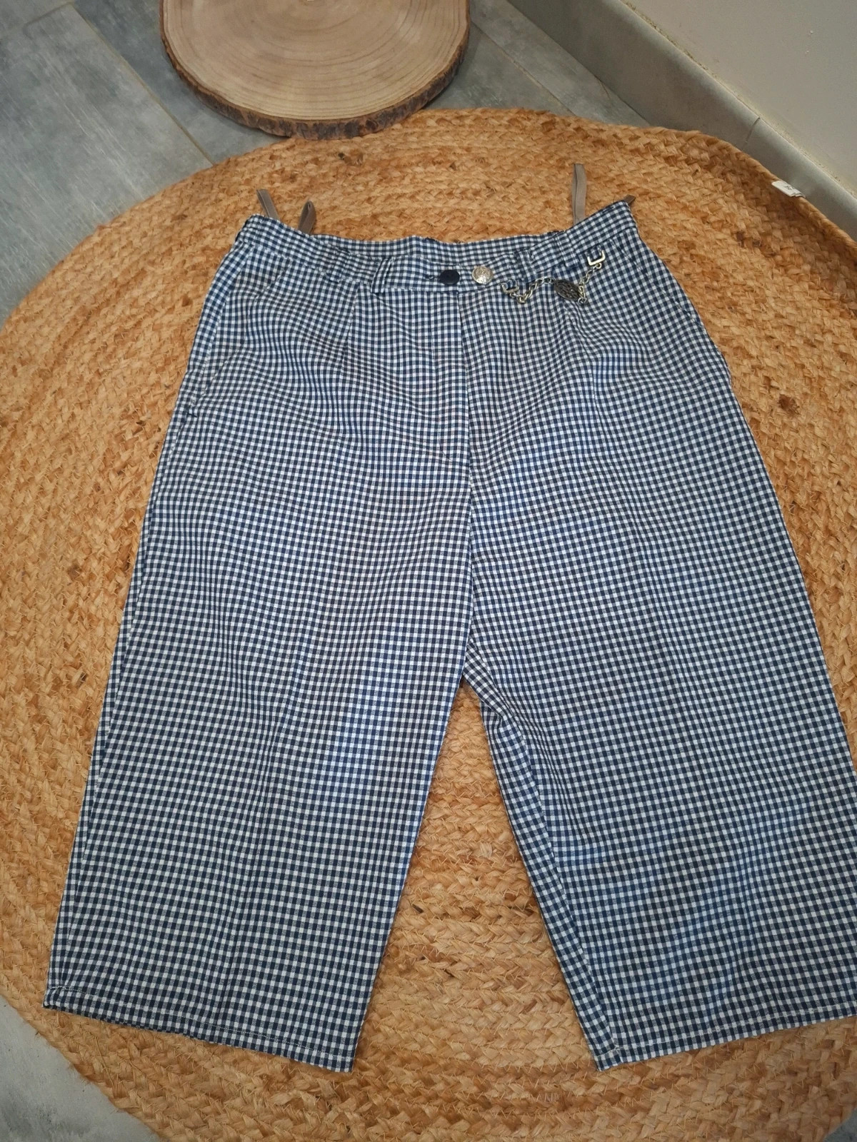 Bermuda / Pantacourt vichy bleu marine style folk Landhaus C&A - T.38