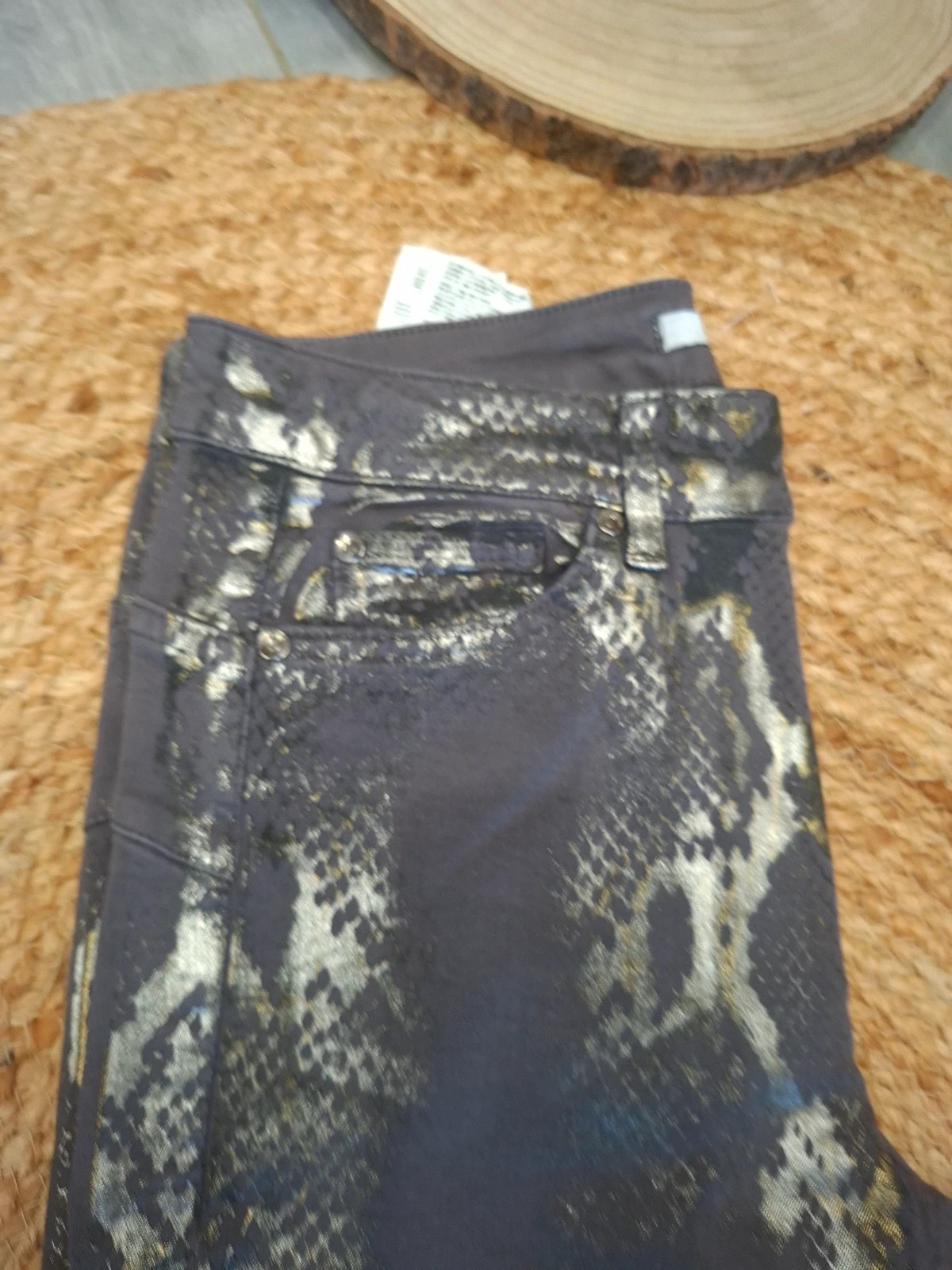 Pantalon Jean Liu Jo US 31 / 40-42 Gris Python Doré Métallisé – Liu Jo Jeans – taille L / 40 / 12 3