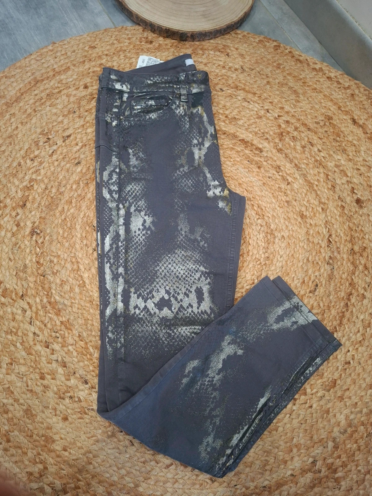 Pantalon Jean Liu Jo US 31 / 40-42 Gris Python Doré Métallisé – Liu Jo Jeans – taille L / 40 / 12